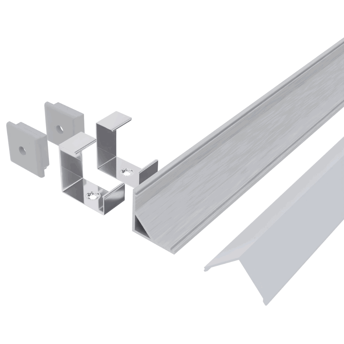 1m Alu hörnprofil med fyrkantig diffusor | Passar för LED strips upp till 10mm