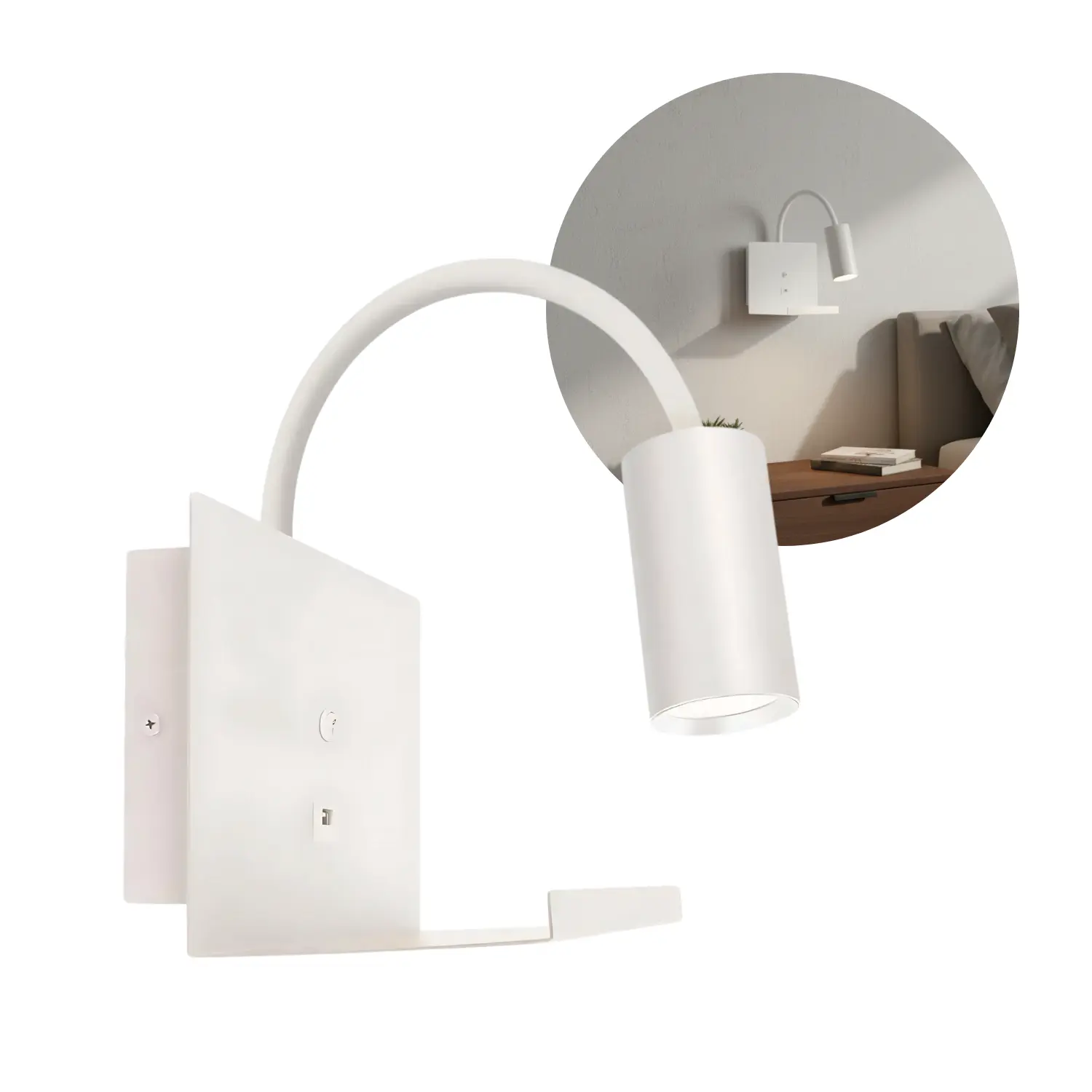 Nachttischlampe mit USB | GU10 | Weiß  