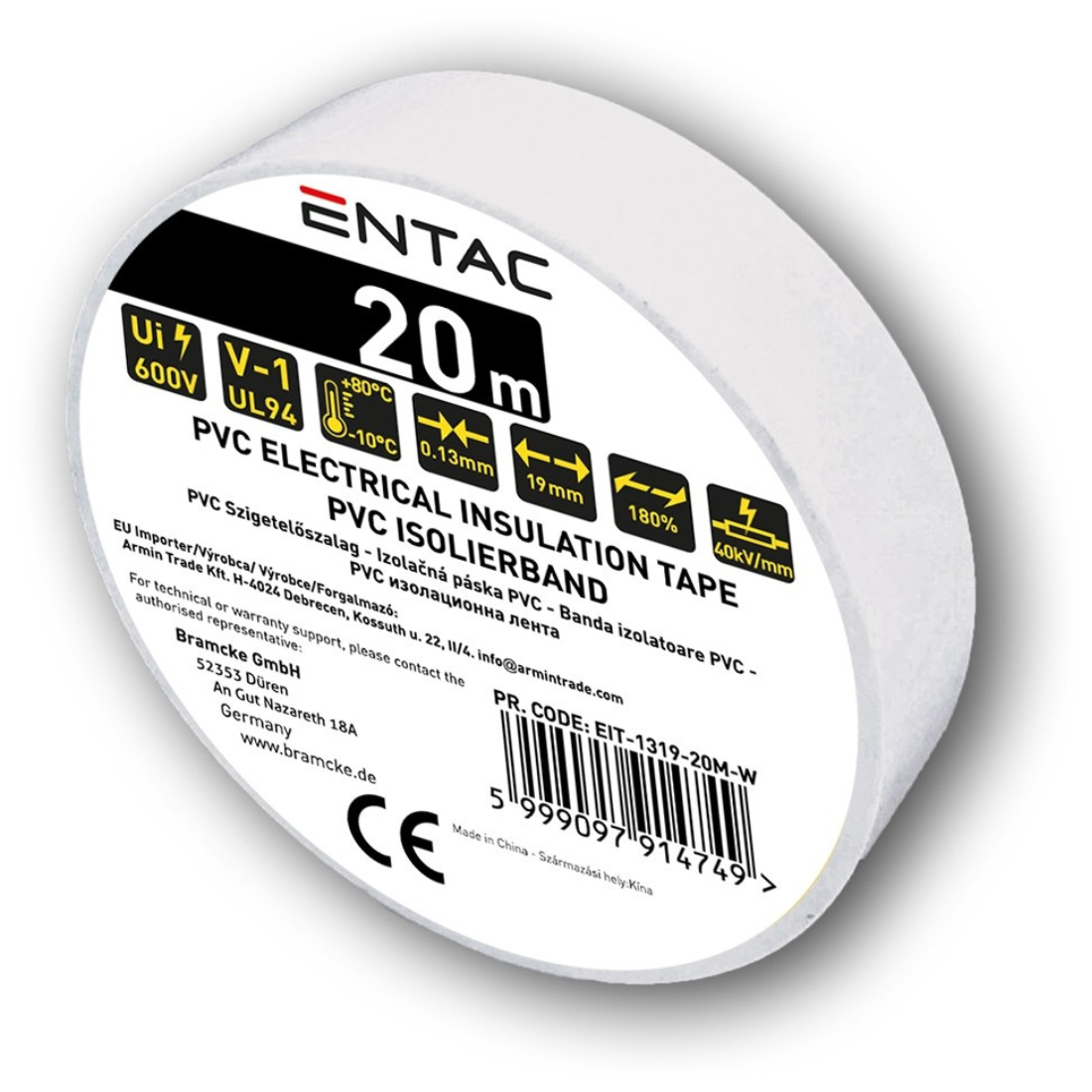 Isolierband | 0,13x19mm | 20 Meter | Weiß 