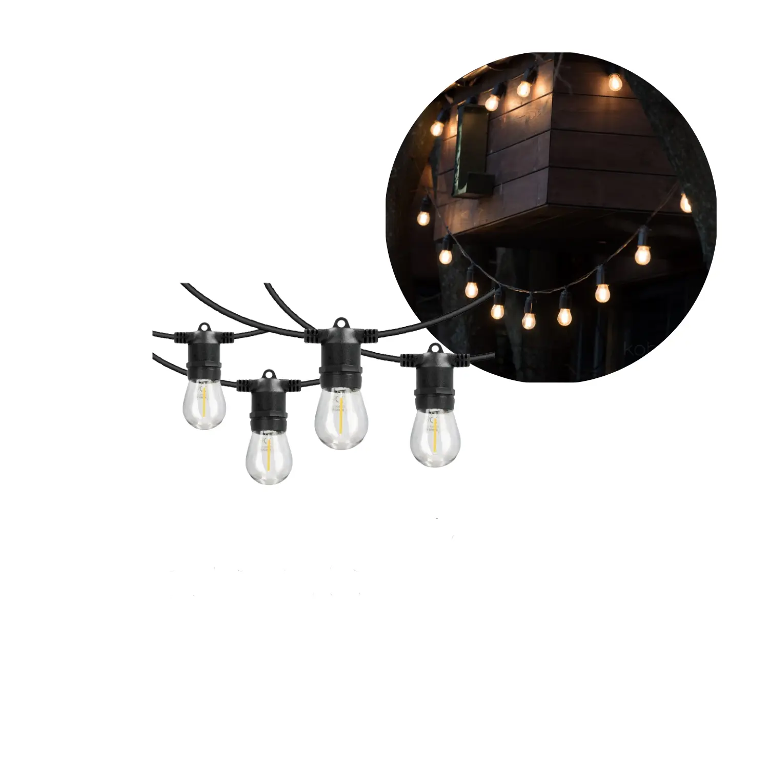 Solcellsljuskedja med glödlampor | 10m | 2700K | STARLIGHT NEO | Svart