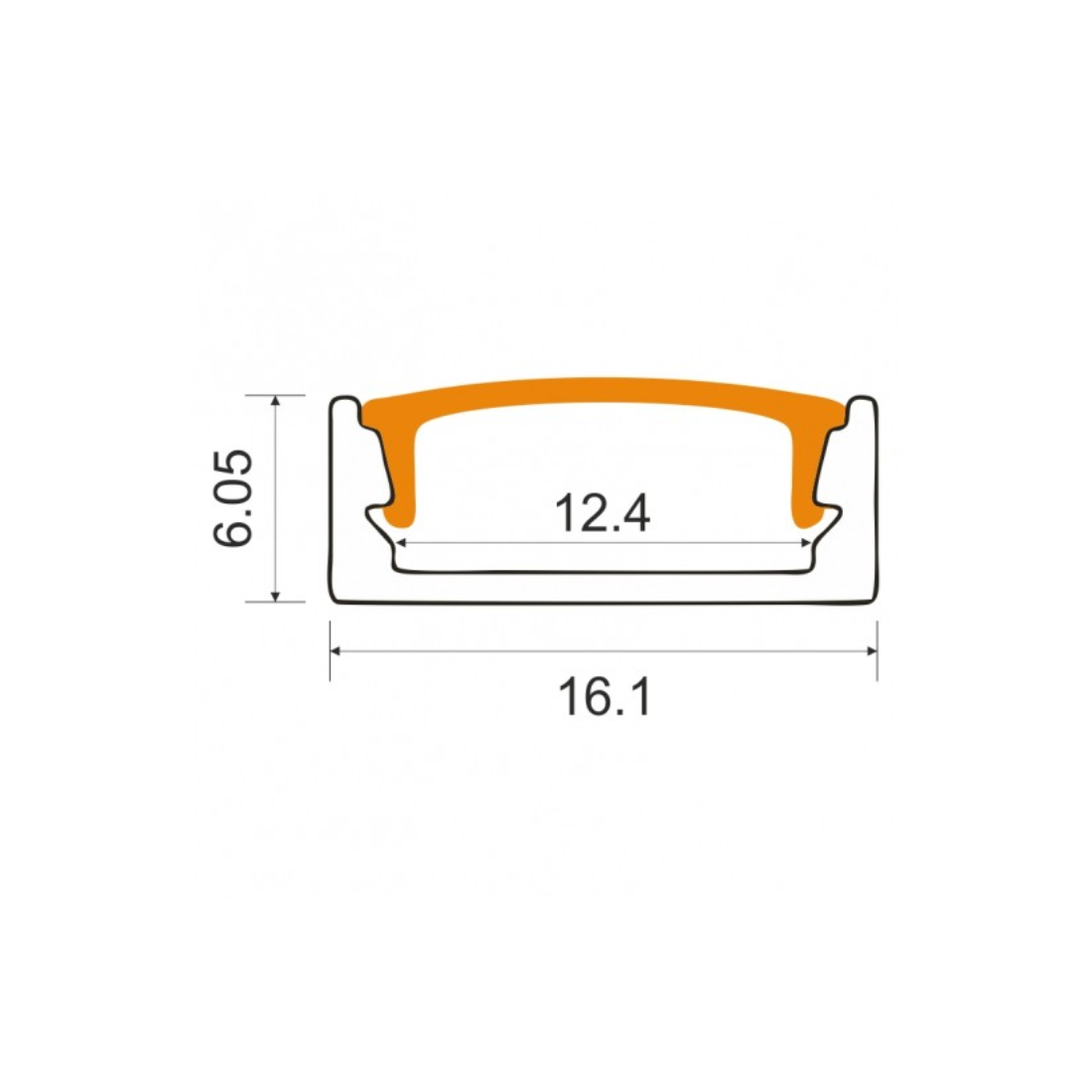 Aluminiumsprofil med svart diffuser | 1M