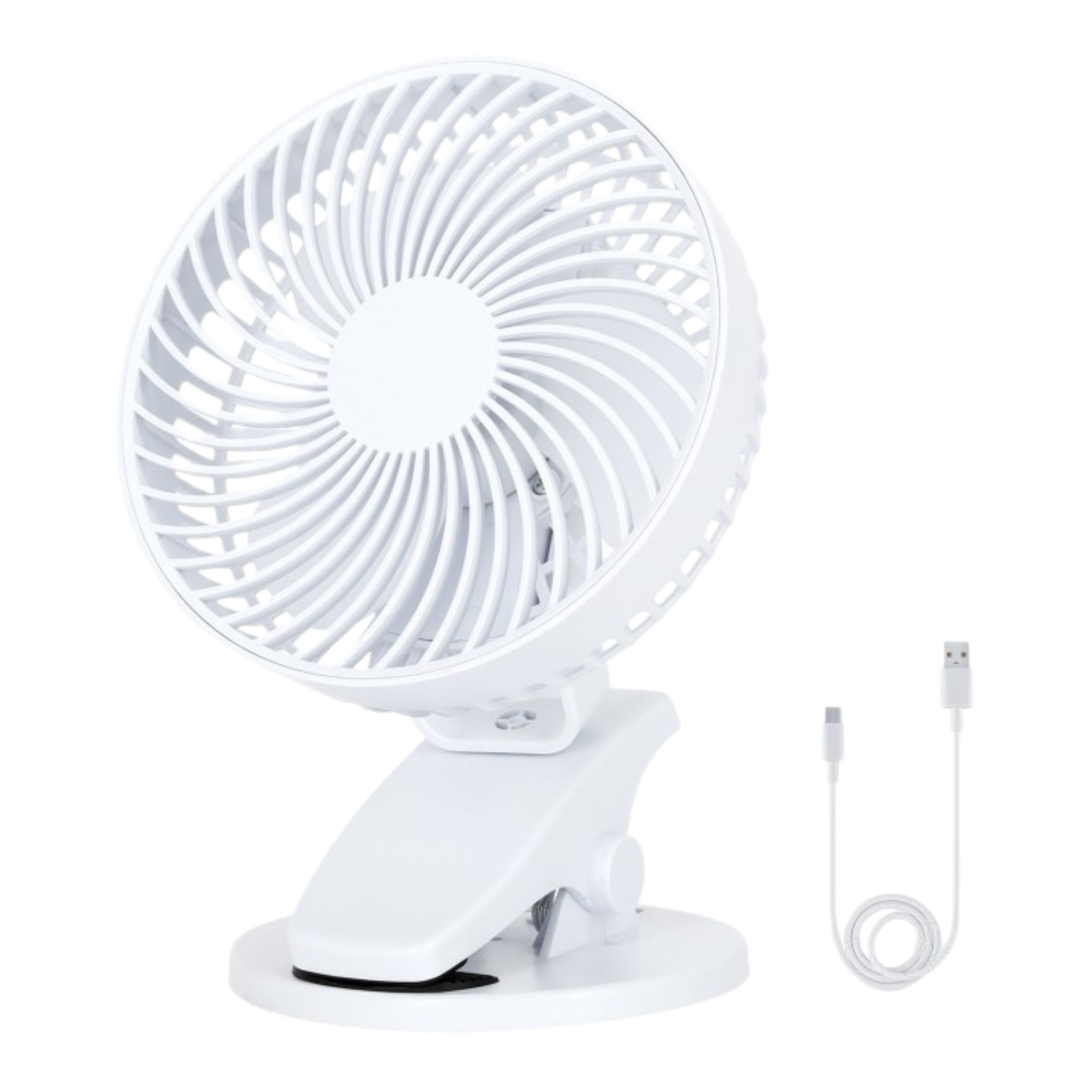 USB-Tischventilator mit Klemme | Wiederaufladbar | 6W | VIENTO | Weiß