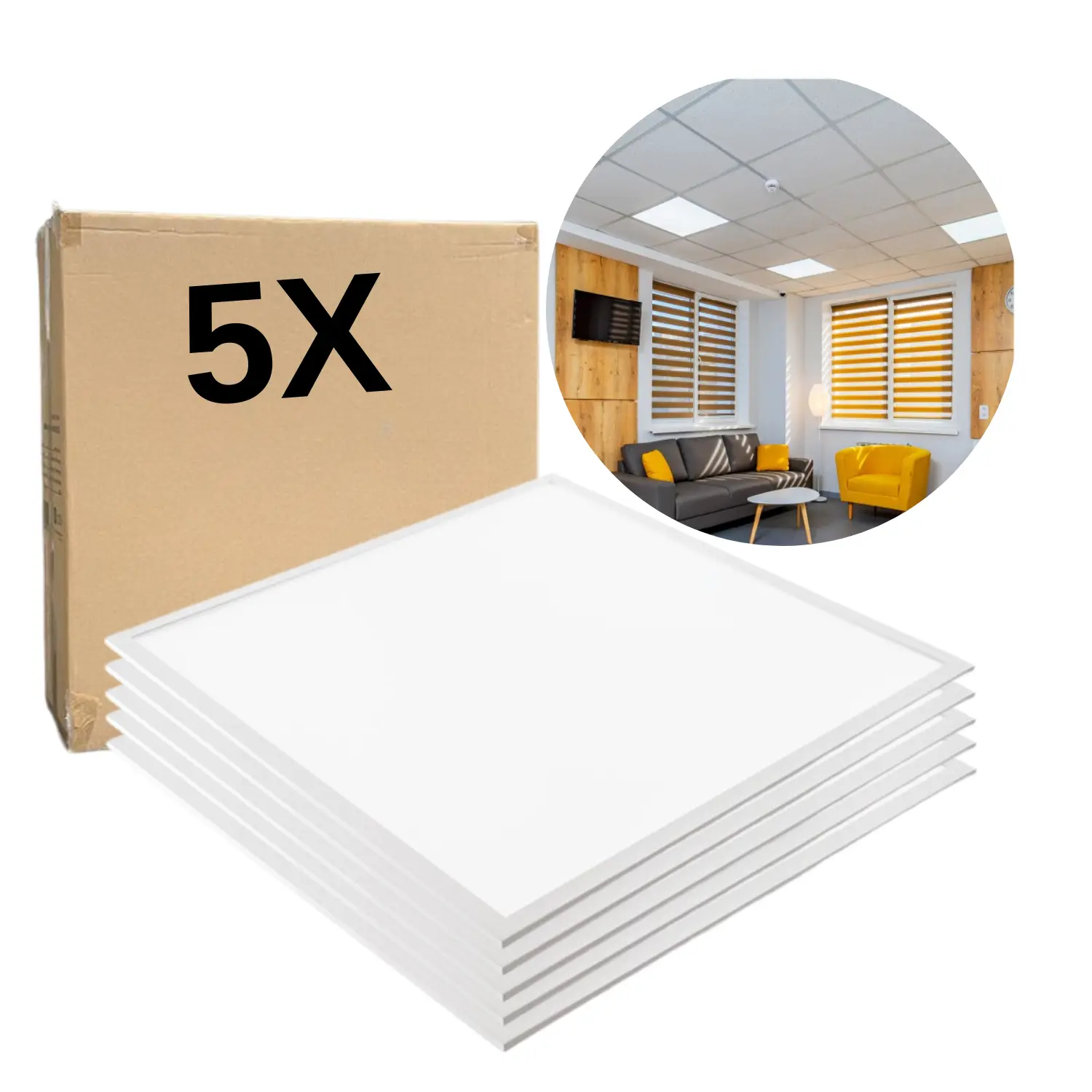 LED Panel 60x60 | 5-pack | 4000K | 4000lm | 40W | DAVRO | Vit