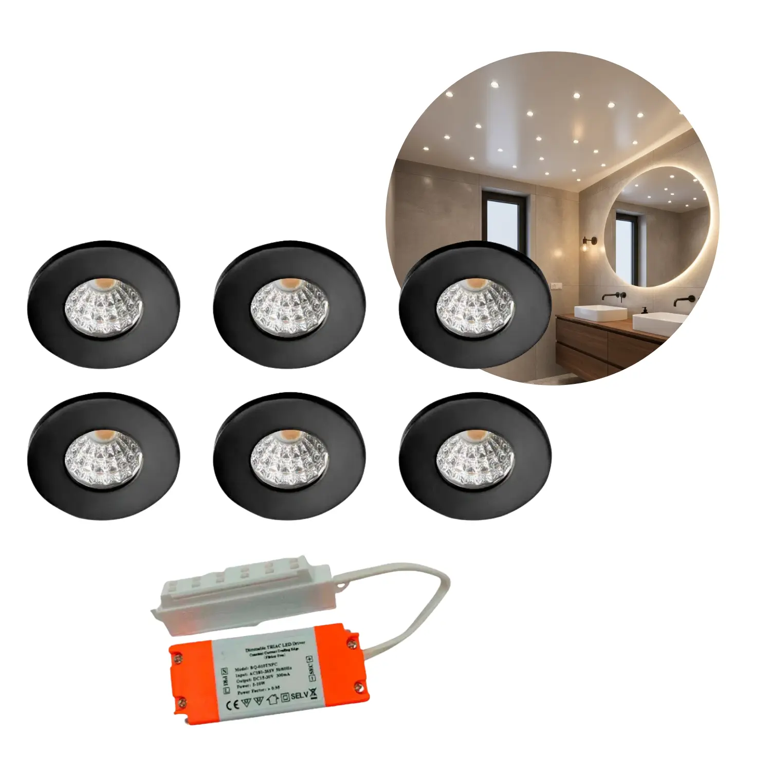 Mini Spot | 6-Pak | Sterrenhemel LED | 3000K | 240lm | 3W | Incl. accessoires | MITO MINI | Zwart