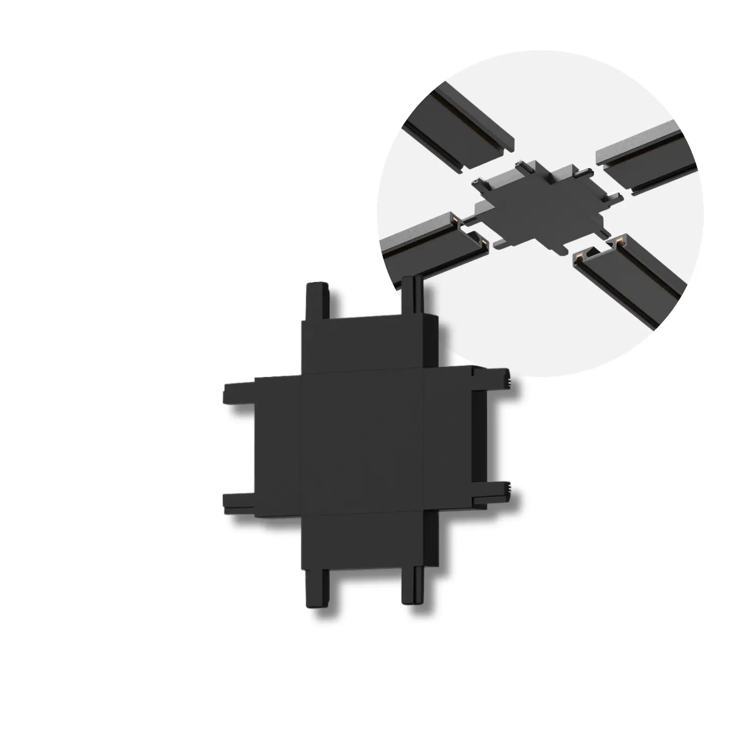 X-Samlestykke til SlimTrack Skinnesystem | 24 Volt | Sort