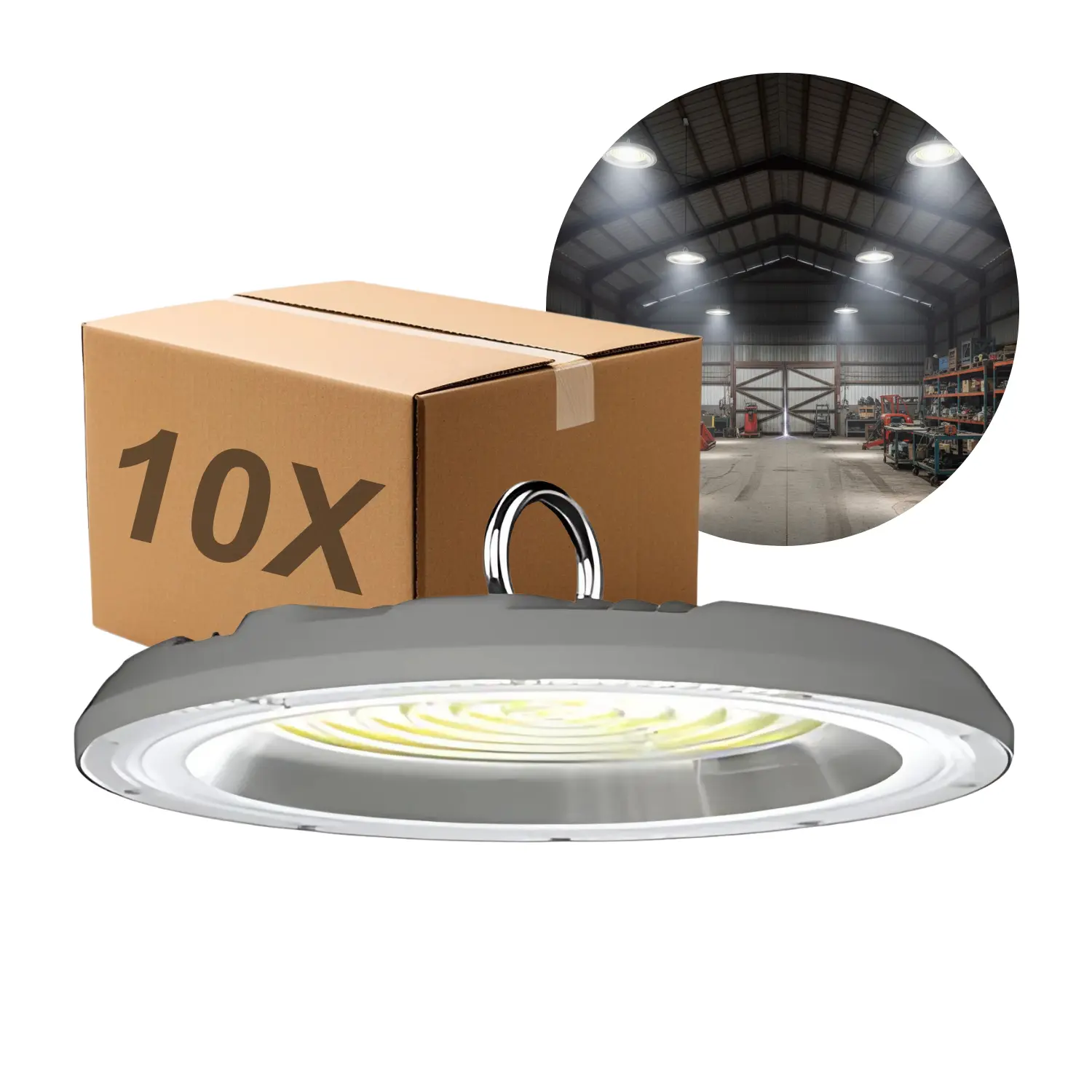 Industrilampe | LED High Bay | 10-Pak | 4000K | 20000lm | 200W | SULAN | Grå