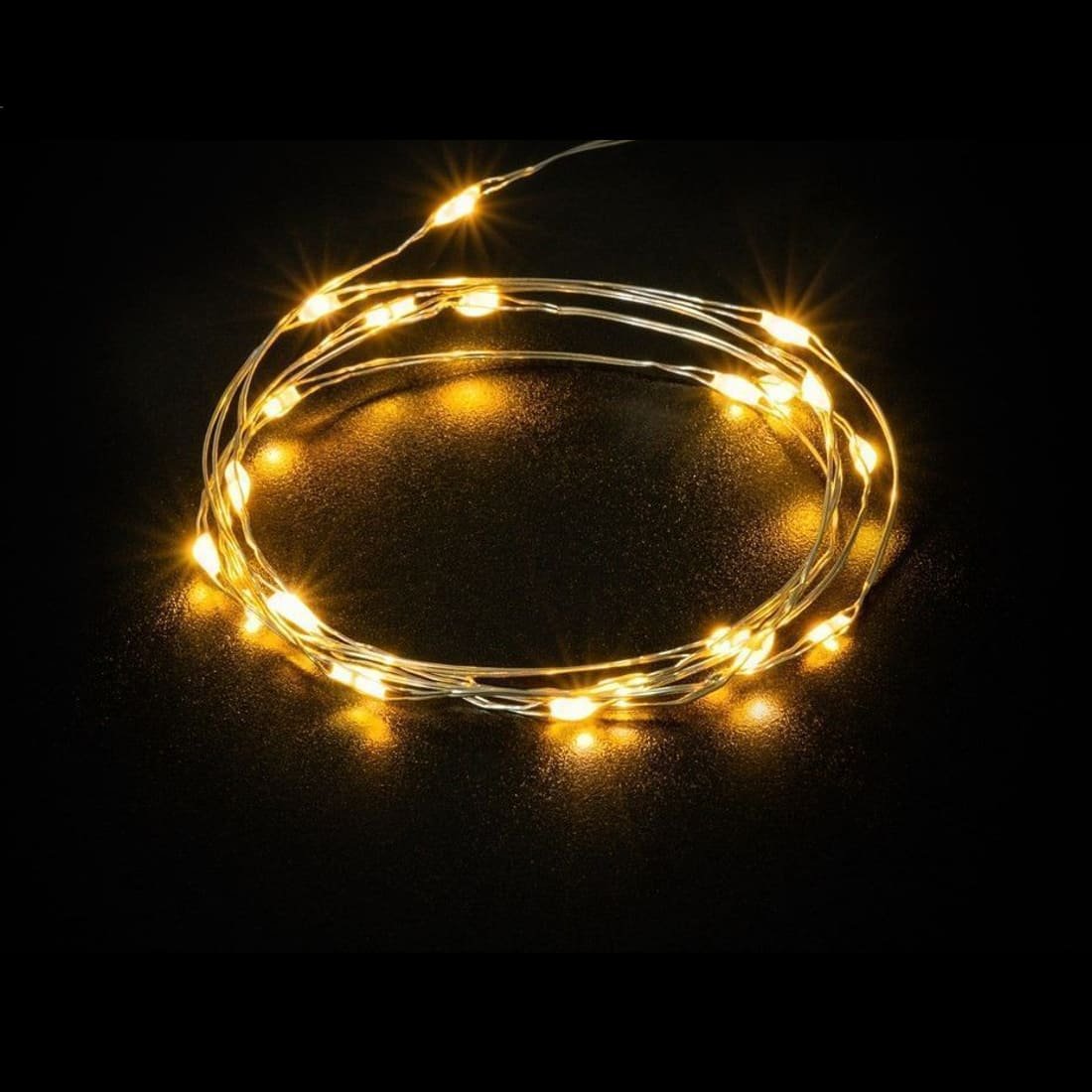 Sølv Wire LED Lyskæde med 20 Varm-hvid LED & Timer - Perfekt til bordudsmykning til festen eller til