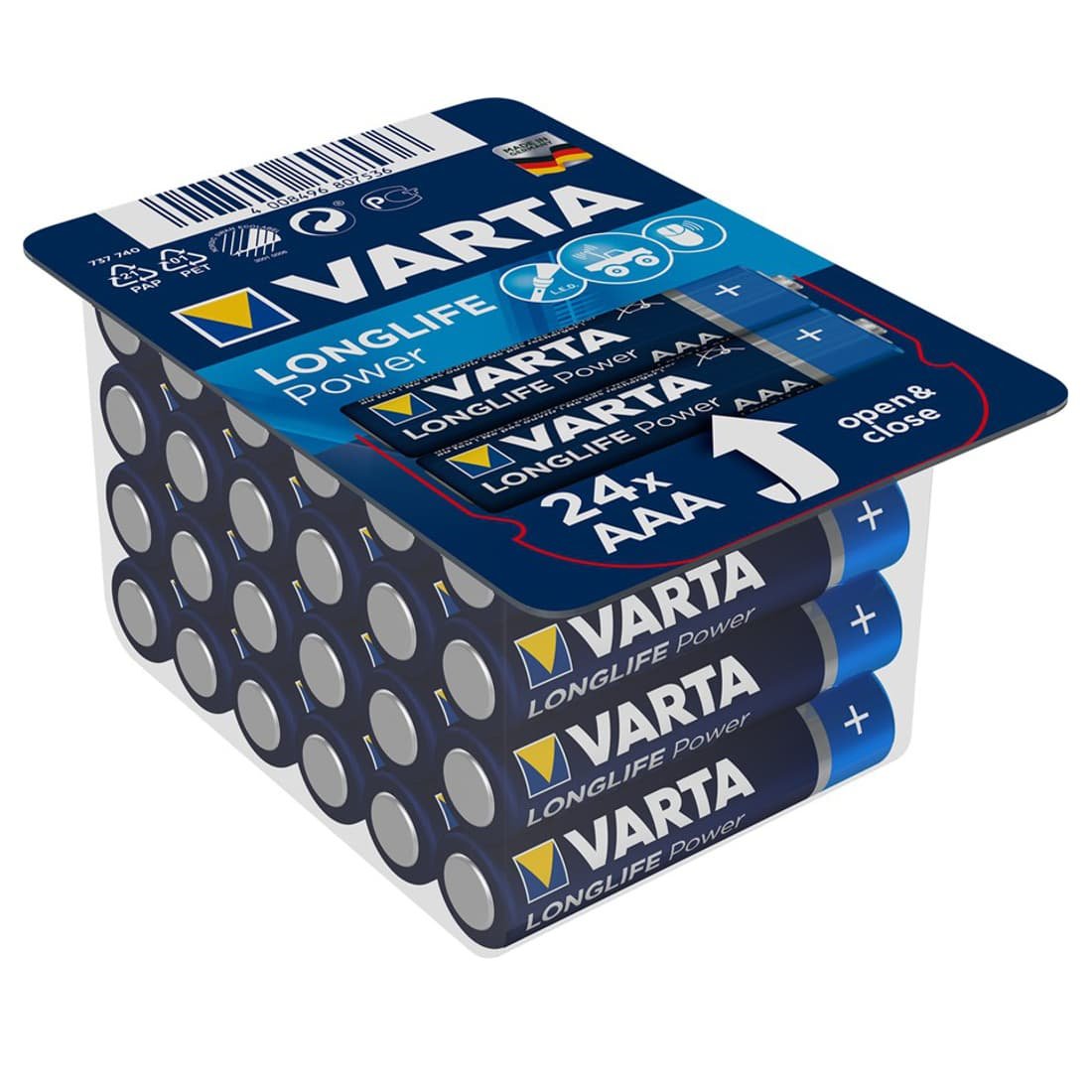 Se Varta Longlife Power AAA Batterier - 24 stk hos PlusLED.dk