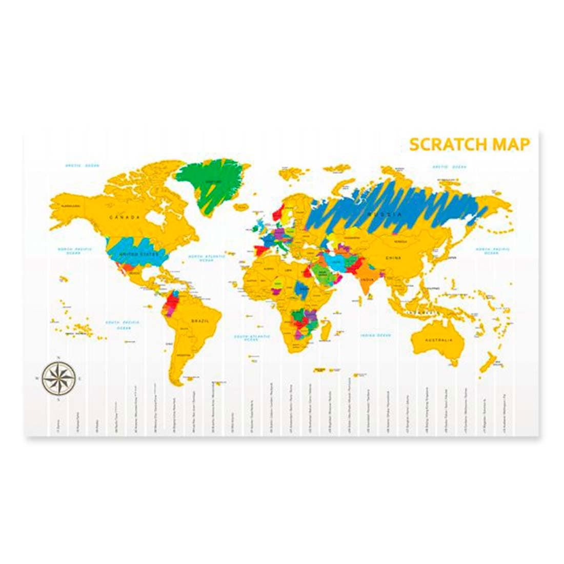 Verdenskort Scratch Map Skrabe Plakat