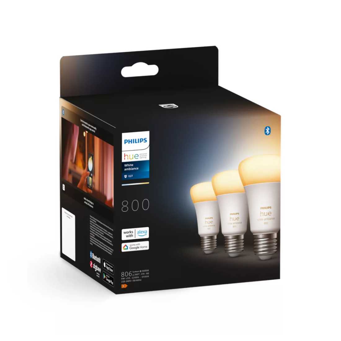Philips Hue E27 3pack 2700K 9W 806 lm