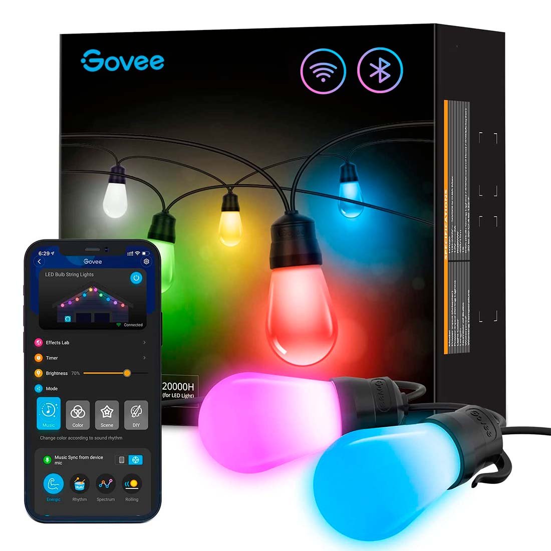 Billede af Govee Lyskæde - RGBW - WiFi + Bluetooth - Smart Home - Udendørs (H7020)