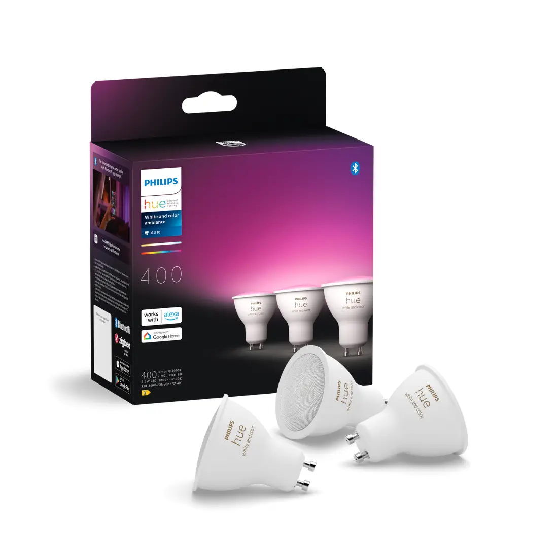 Philips Hue Gu10 3-pak White & Color Ambiance 400lm 42w