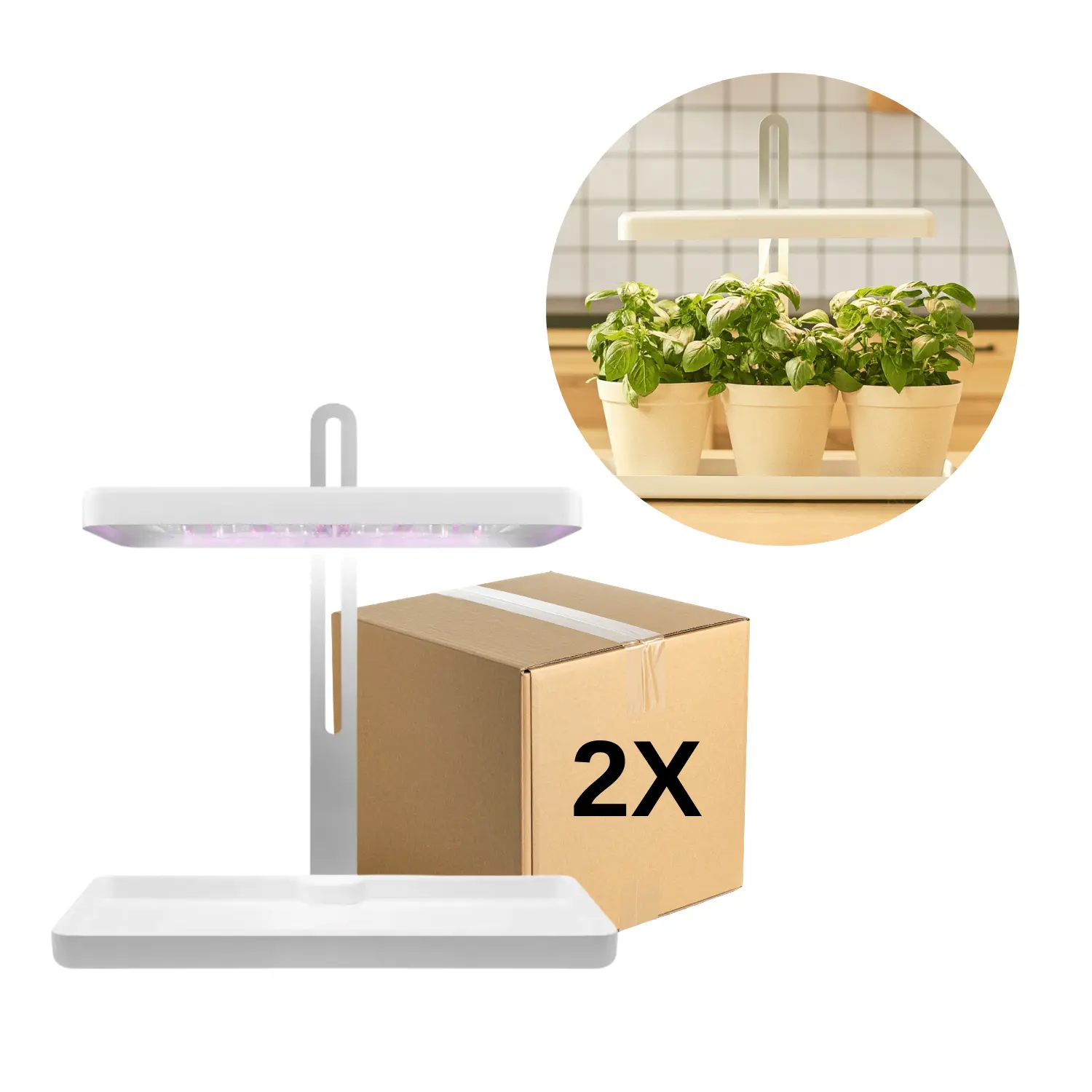 Odlingslampor för örter | 2-pack | 20 PPF | 20W | Justerbar höjd | Timer | BLOOM | Vit