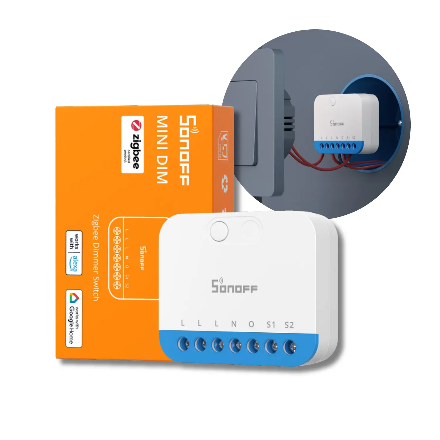 SONOFF Mini Zigbee Lysdæmper | Max. 200W LED / 400W Halogen | MINI-ZBDIM