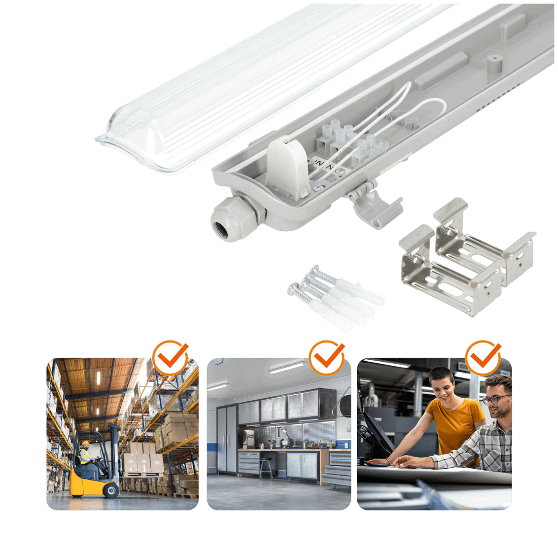 LED Lyssrörsarmatur 150cm | Enkel LED Armatur | IP65 | Utan rör LED Lyssrörsarmatur 150cm | Enkel LED Armatur | IP65 | Utan rör