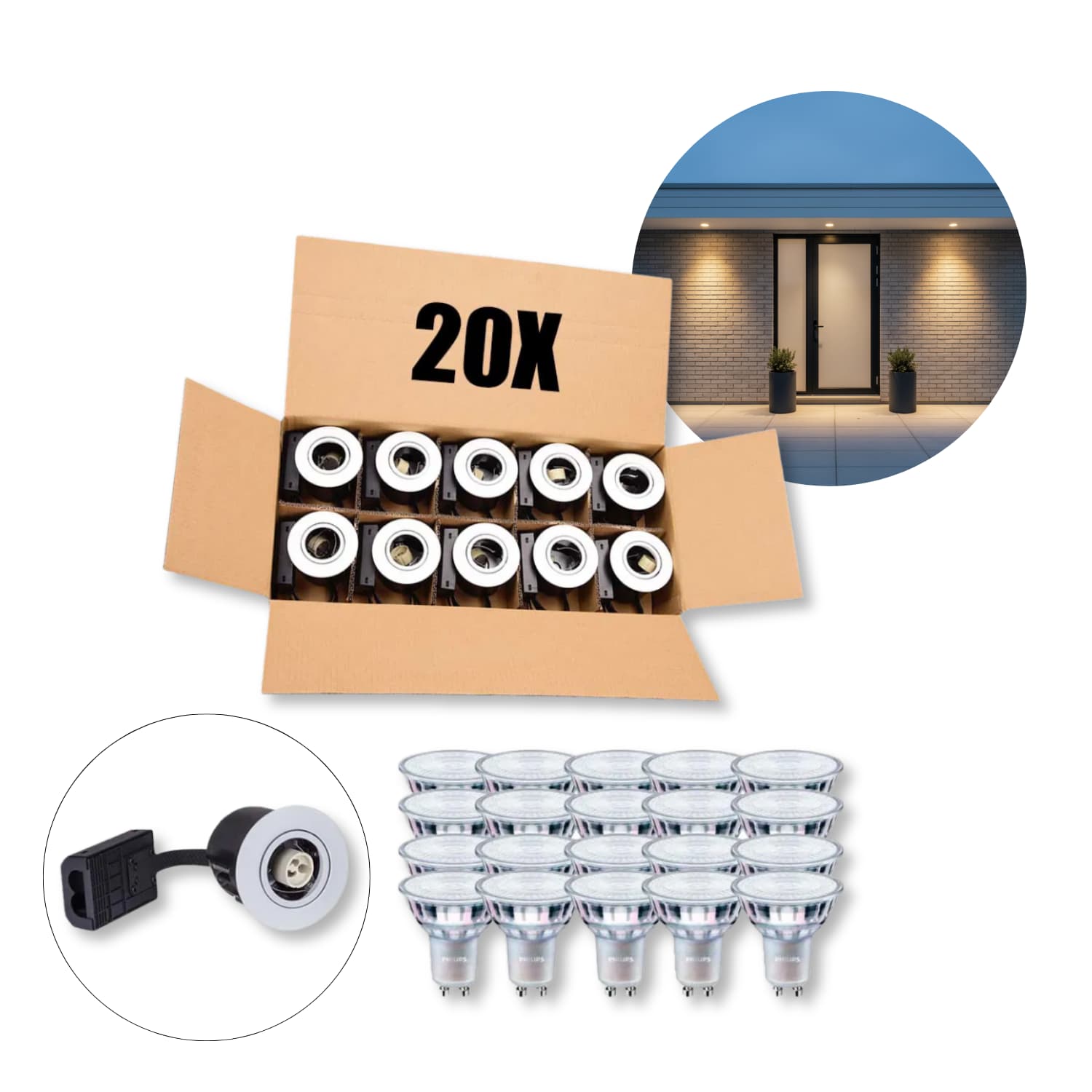 Buitenspot GU10 | Matwit | Incl. LED-buizen | 230V | VENTA | 20 st. verpakking