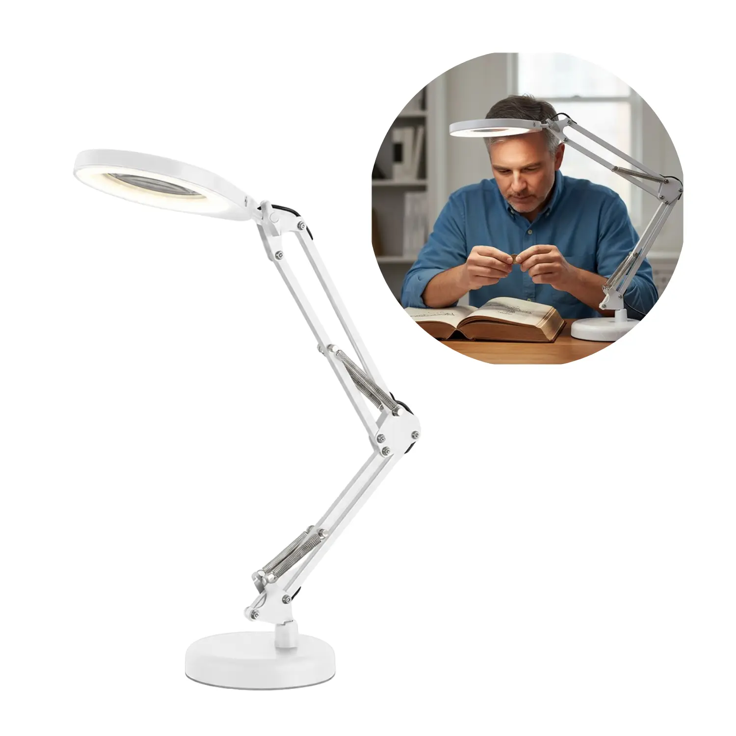 Skrivebordslampe | 3CCT | 500lm | 10W | AURIQ LOUPE | Hvid