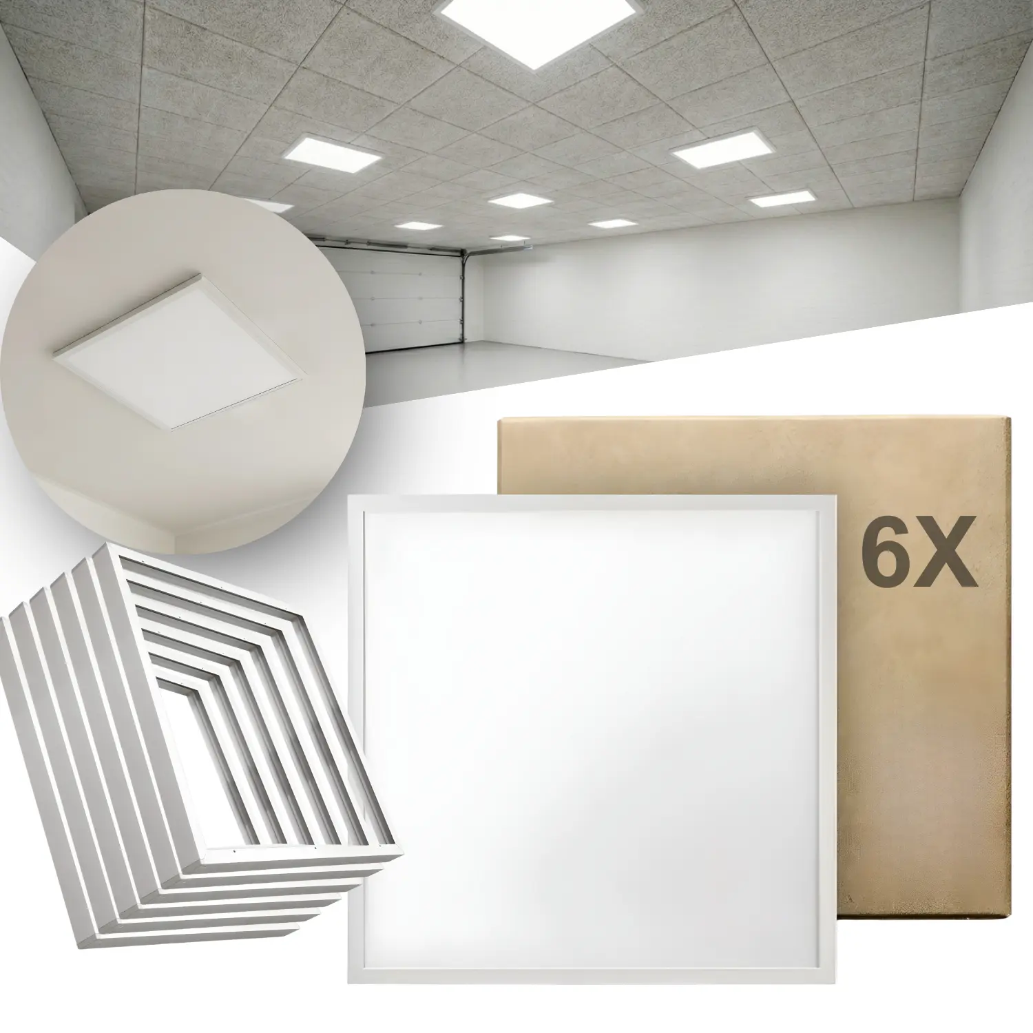 Ljuspaneler för garage | Inklusive takramar | Förpackning med 6 st.