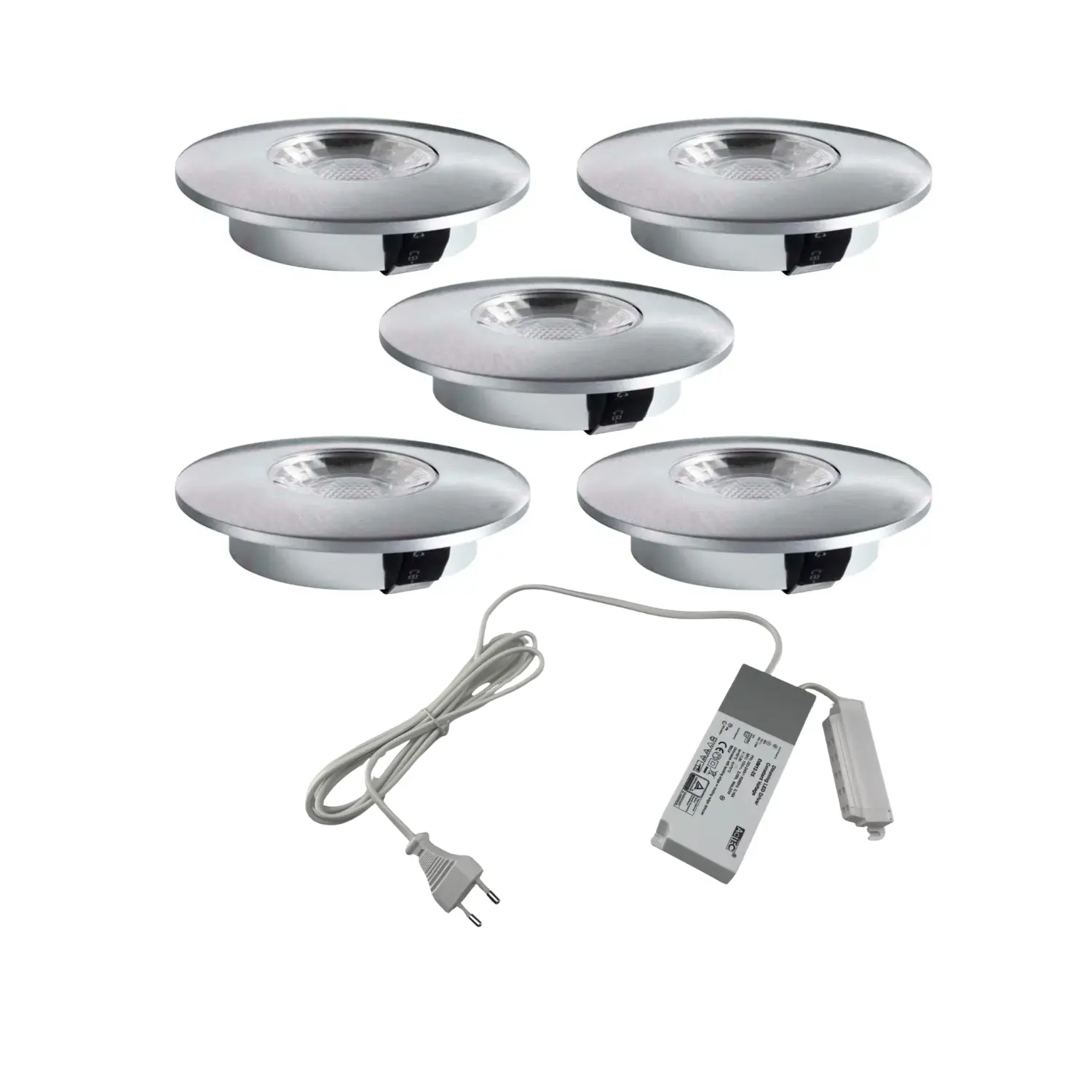 MITO Møbelspot 5 stk. inkl. Driver & Fordeler | LED | Dæmpbar | Børstet stål