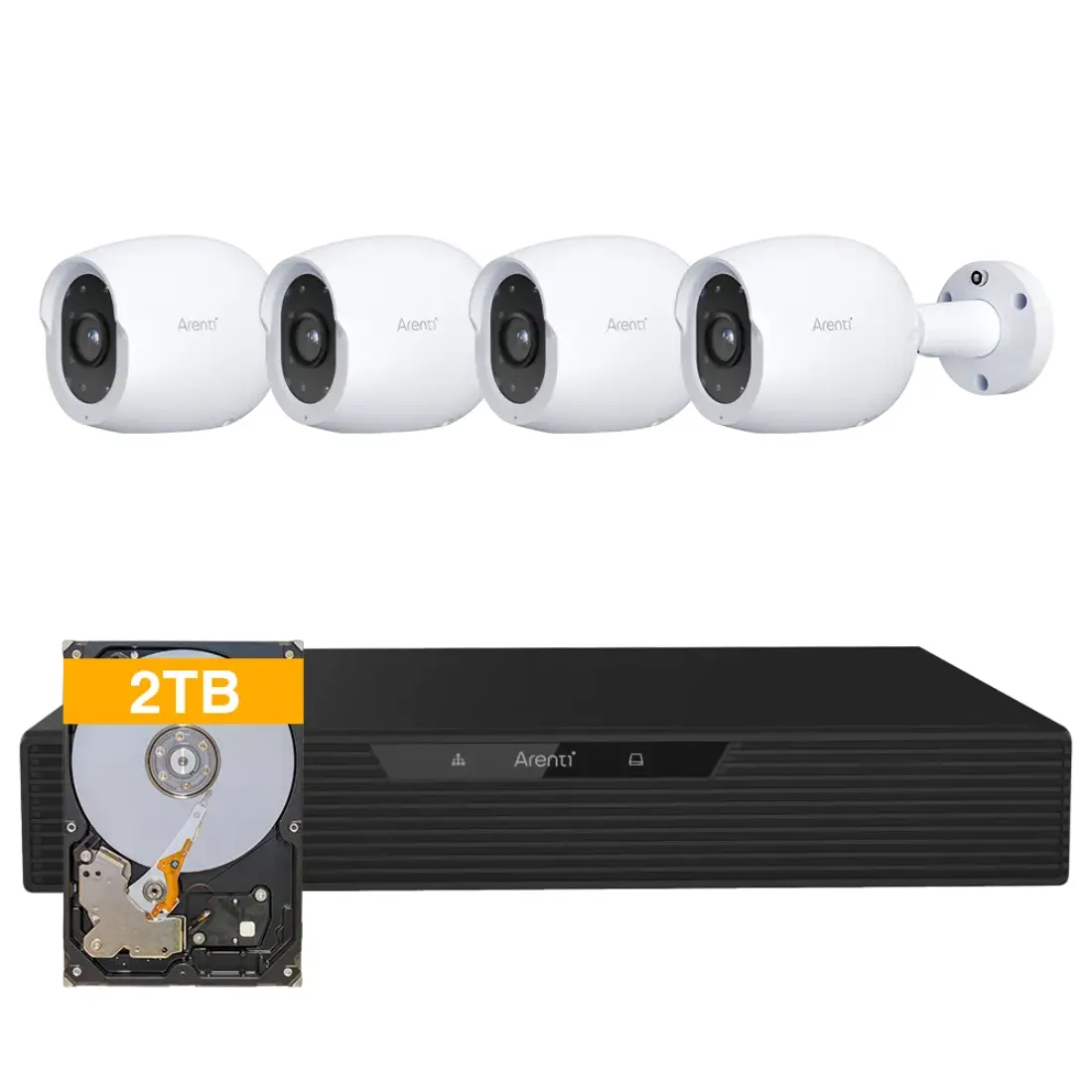 Overvågningskamera System | 8MP | Inkl. 4 PoE Kameraer og 2TB Harddisk | 8 Kanaler