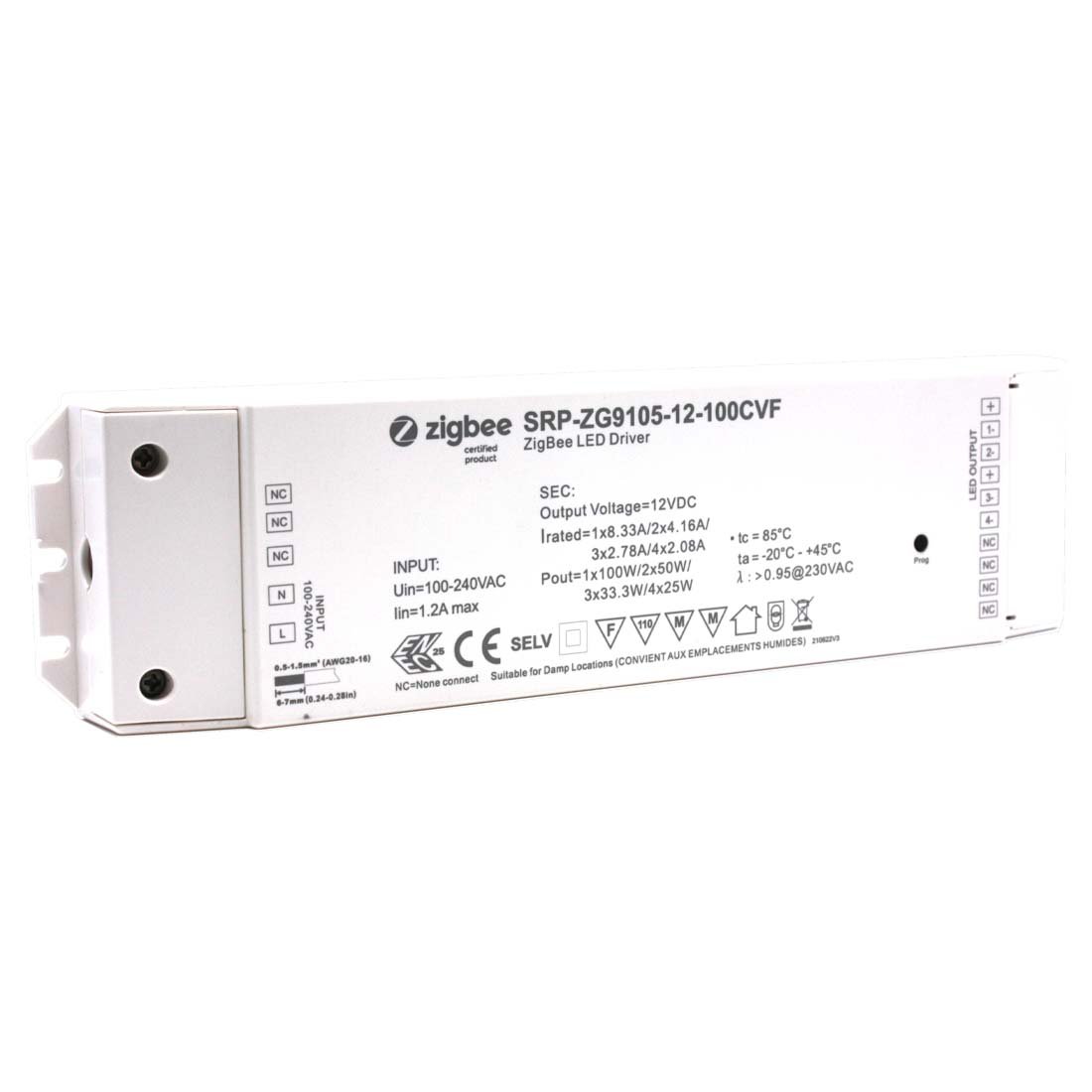 Zigbee LED Driver - 12V Controller m. Indbygget Strømforsyning - RGB(W) - 0-100W