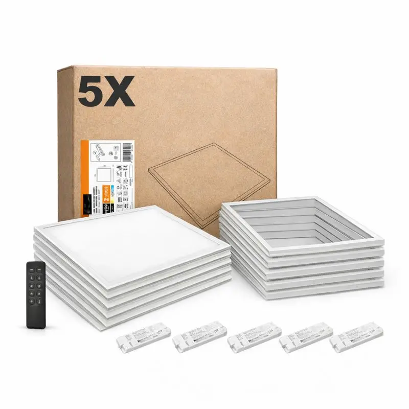 LED Paneel 60x60 | 5 stuks | incl. wizard tekstkaders, driver en RF afstandsbediening | 3000K | 4000lm | 40W | Wit