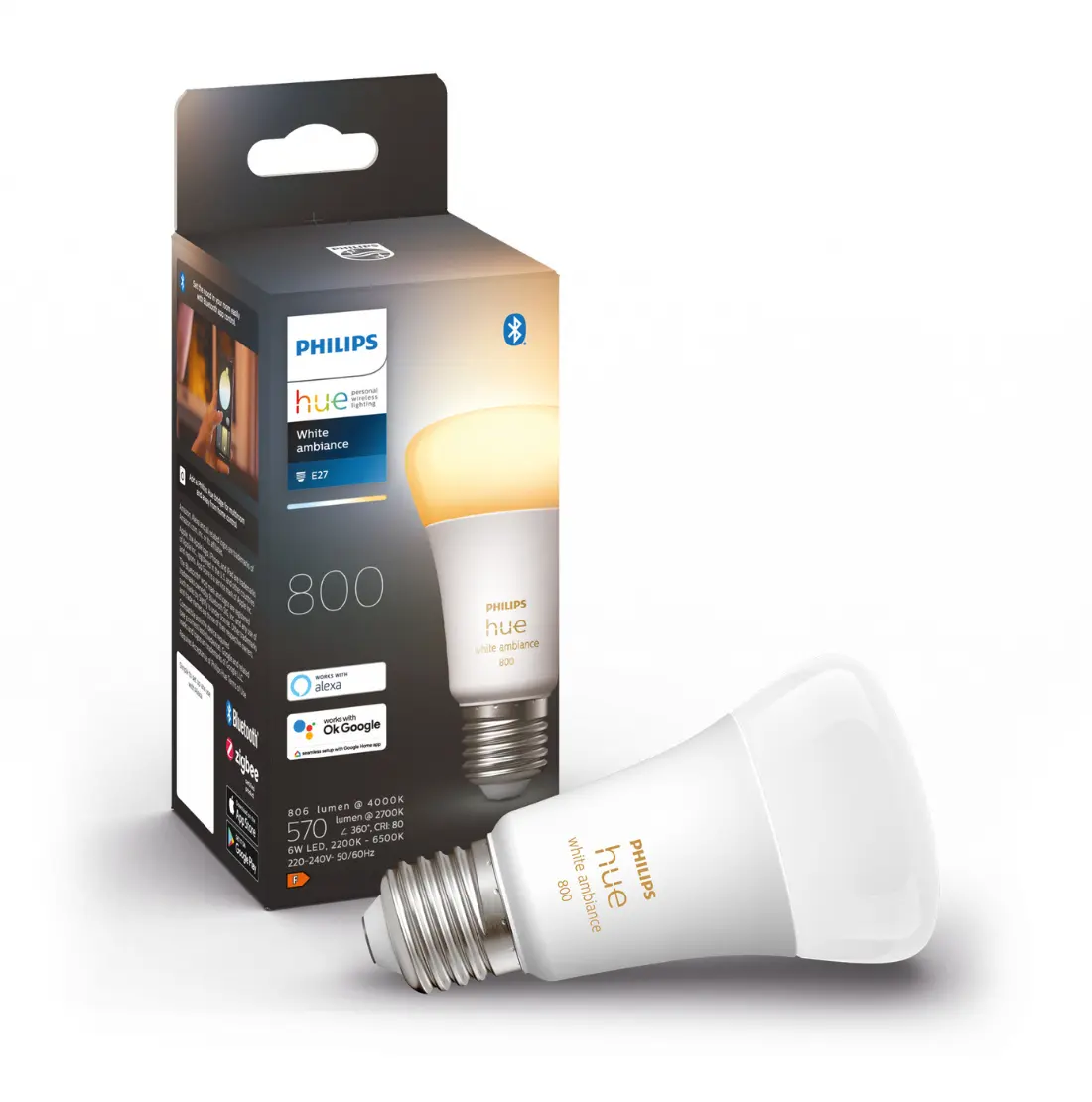 Philips Hue E27 White Ambiance 806lm 9w