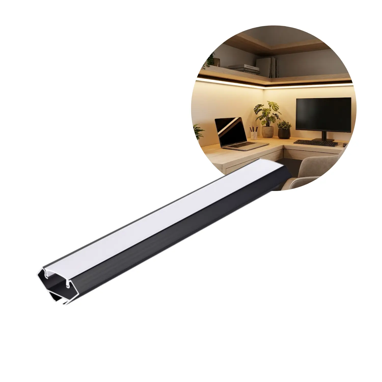 1 m Aluminium-Eckprofil | Inkl. weißem Diffusor | N01 | Schwarz