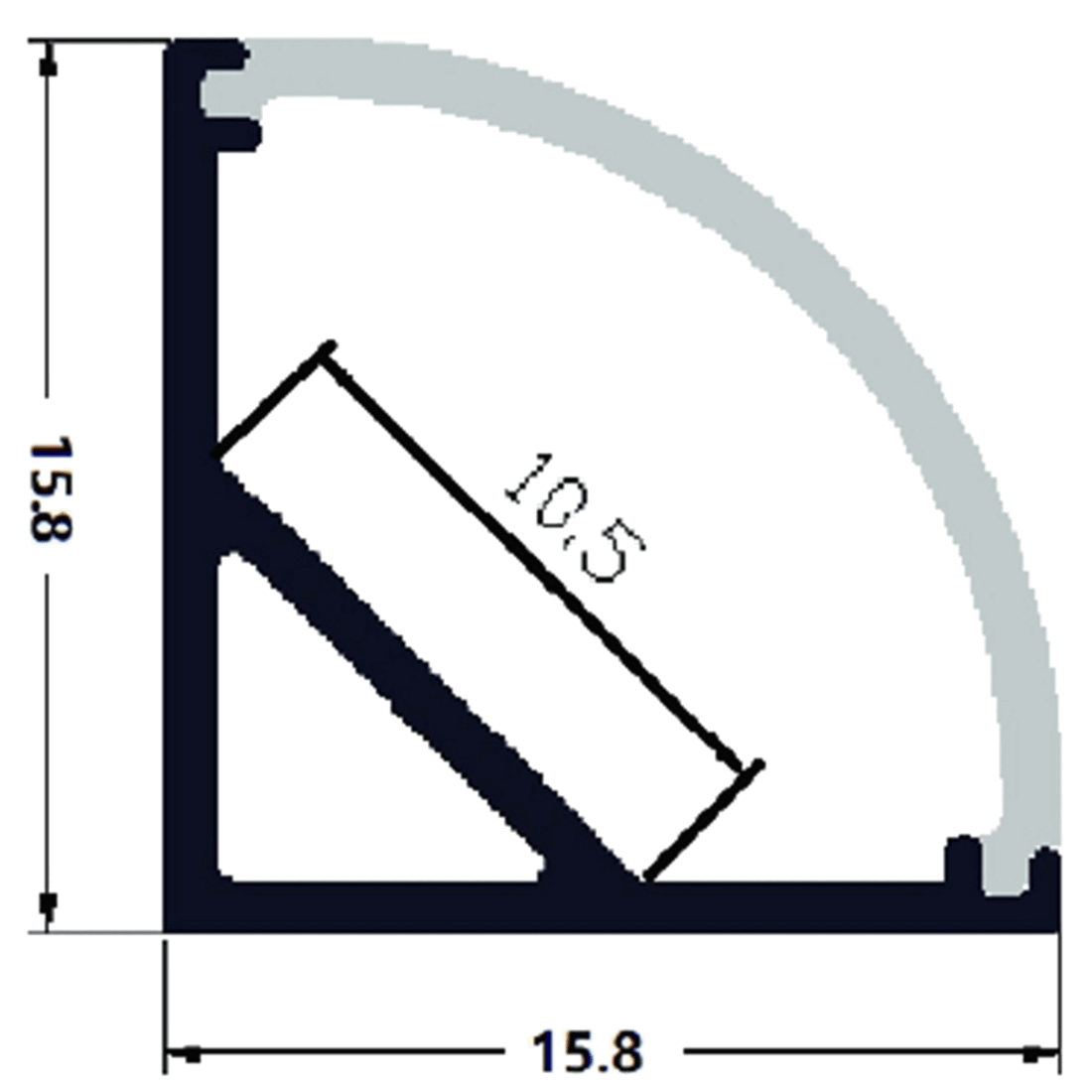 Aluprofil med u-formet diffuser | 1m | Max 10mm strip