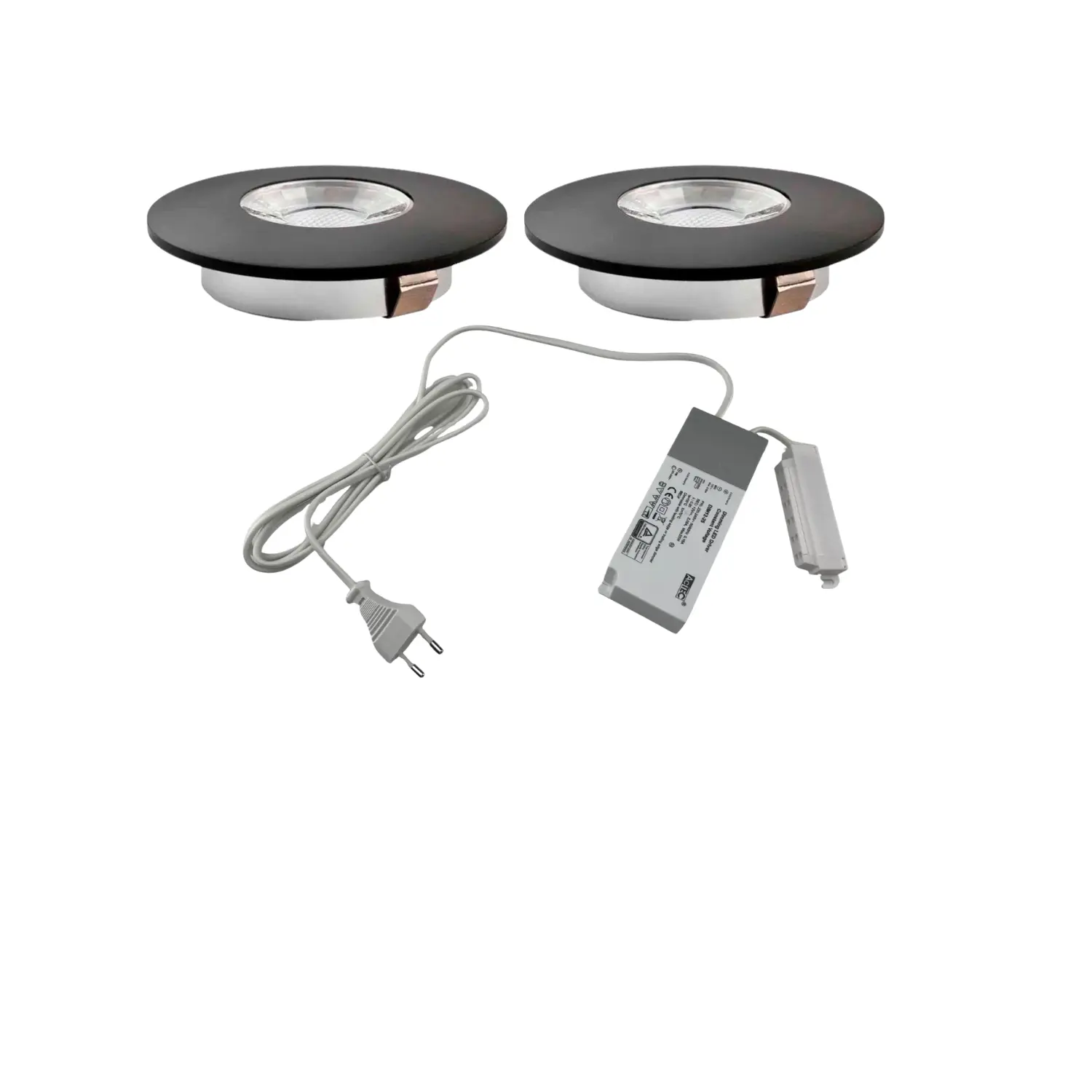 MITO Furniture Spot 2 st. inkl. drivdon &amp; fördelare | LED | Dimbar | Svart | 2800K