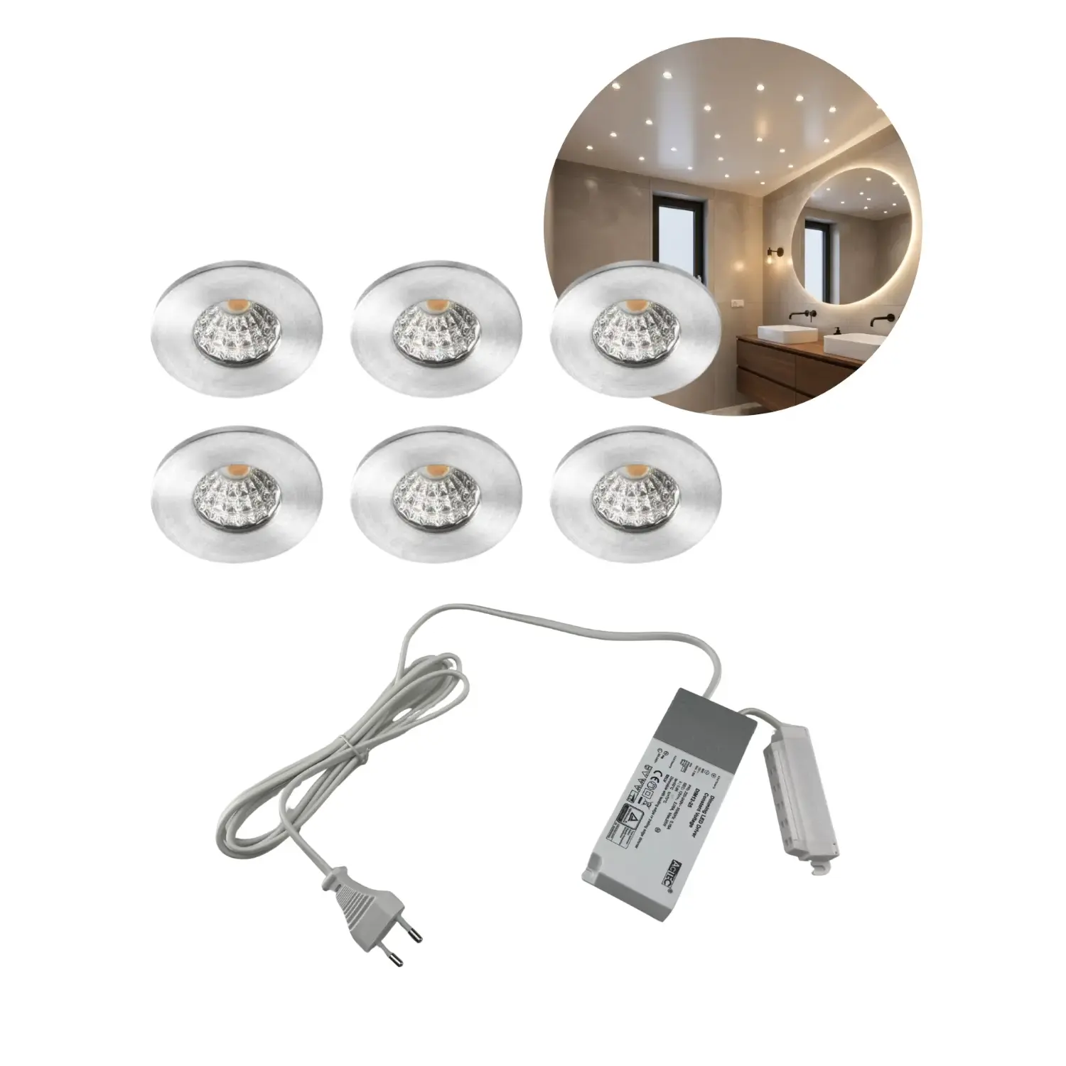 Mini Spot | 6-pack | Starry Sky LED | 2800K | 240lm | 3W | Inkl. tillbehör | MITO MINI | Borstat stål