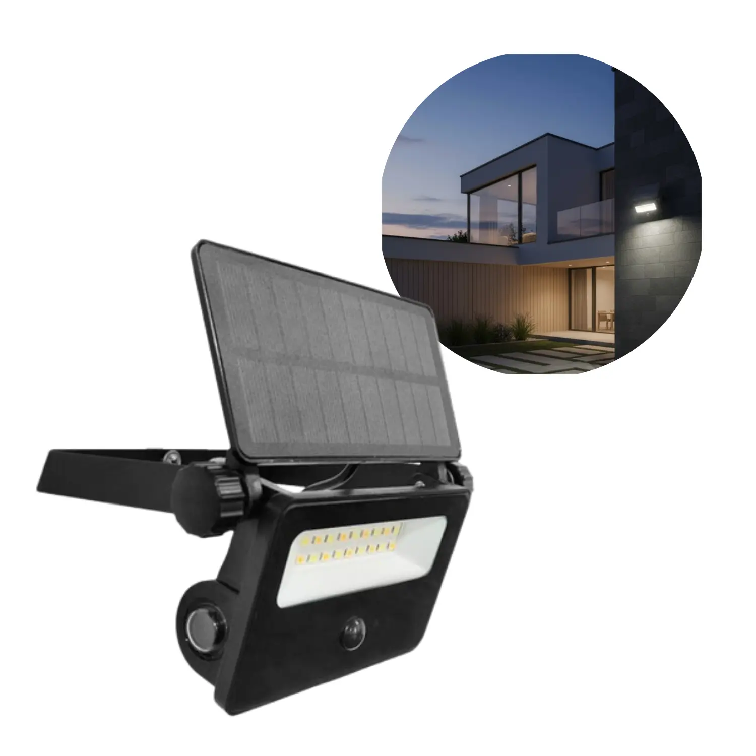 LED-solcellsdriven väggstrålkastare | 10 W | 850 lm | 3CCT | IP54 | Svart