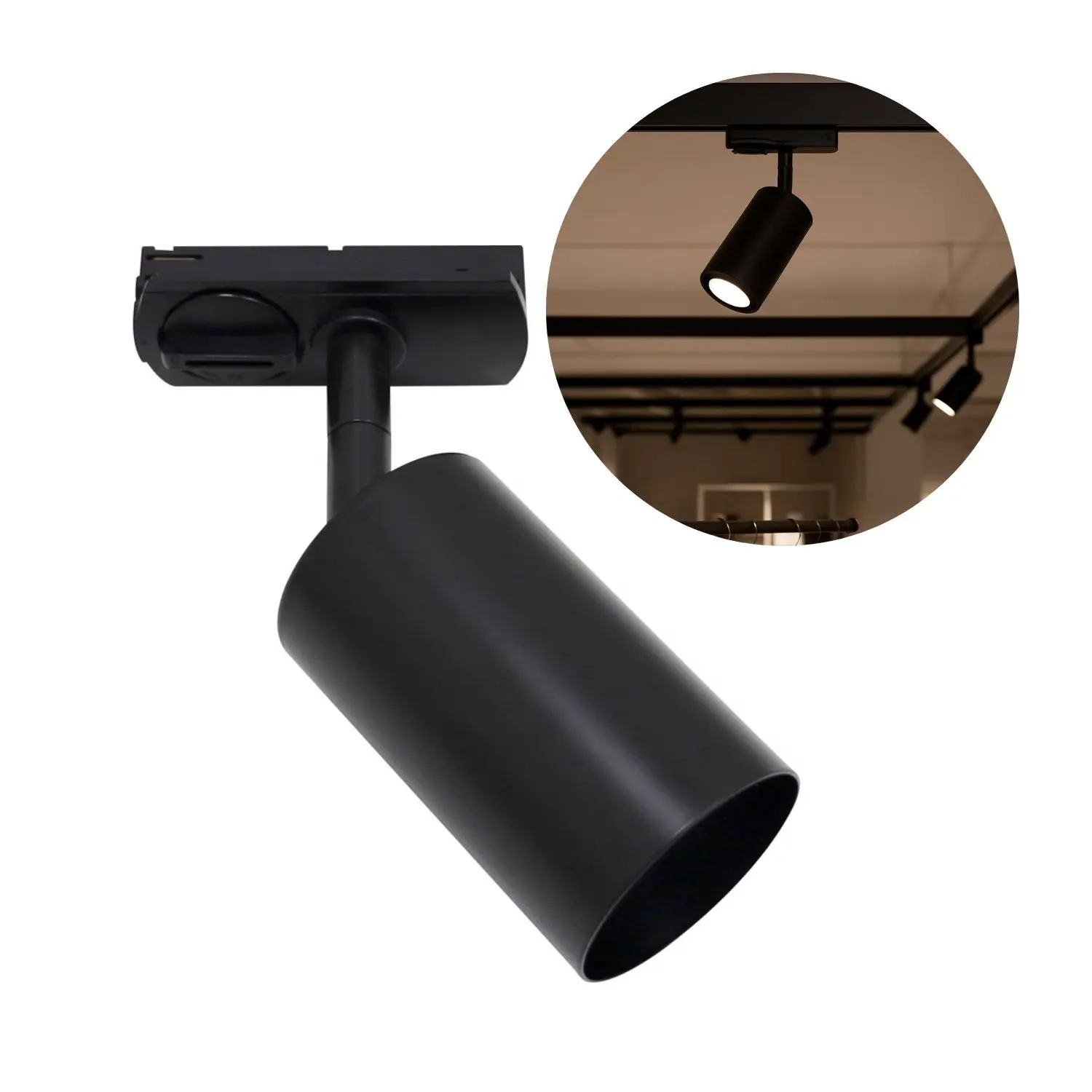 LED Skinnespot | GU10 | 1-fase | Push-Back functie | Zwart