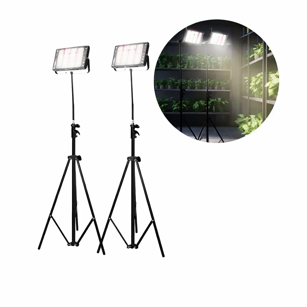 Växtbelysning Strålkastare | 2-pack | 60 PPF | 45W | Stativ | FIRON | Svart