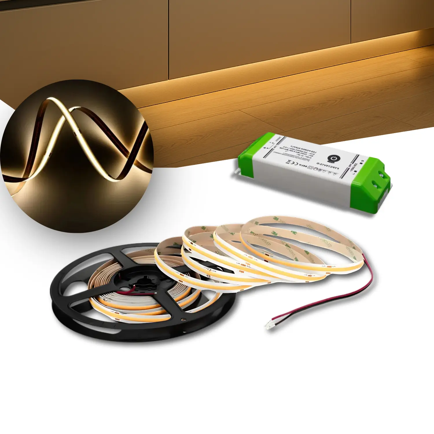 COB LED list Set | 6m | 3000K | Dimbar | 9W/m | 8mm | Inkl. Drivdon