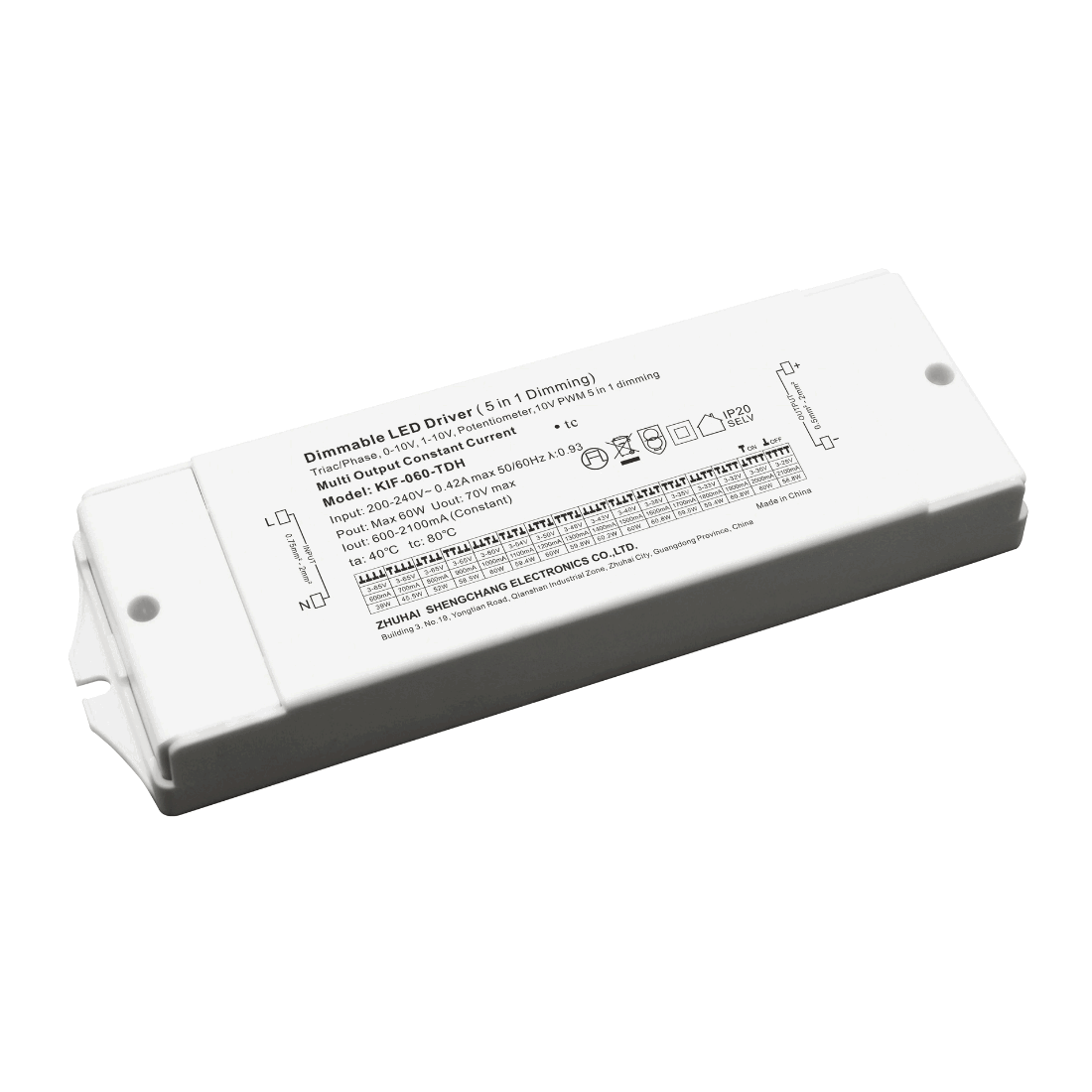 Dæmpbar LED Panel Driver | TRIAC | 600-2100mA | Max. 60W