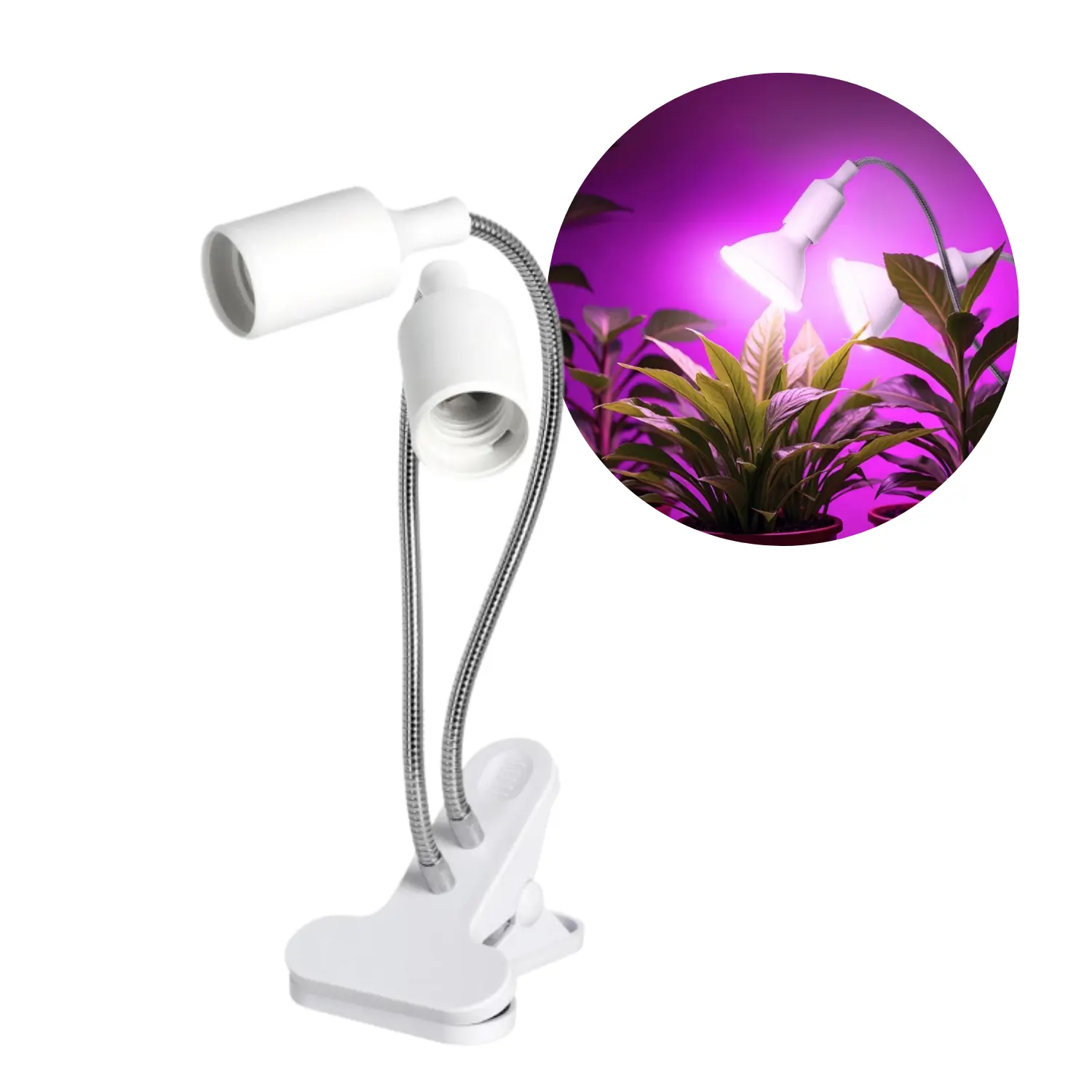 Bureaulamp | Kweeklicht | Wit | Met klem | 230V | 2xE27 | 2x30W