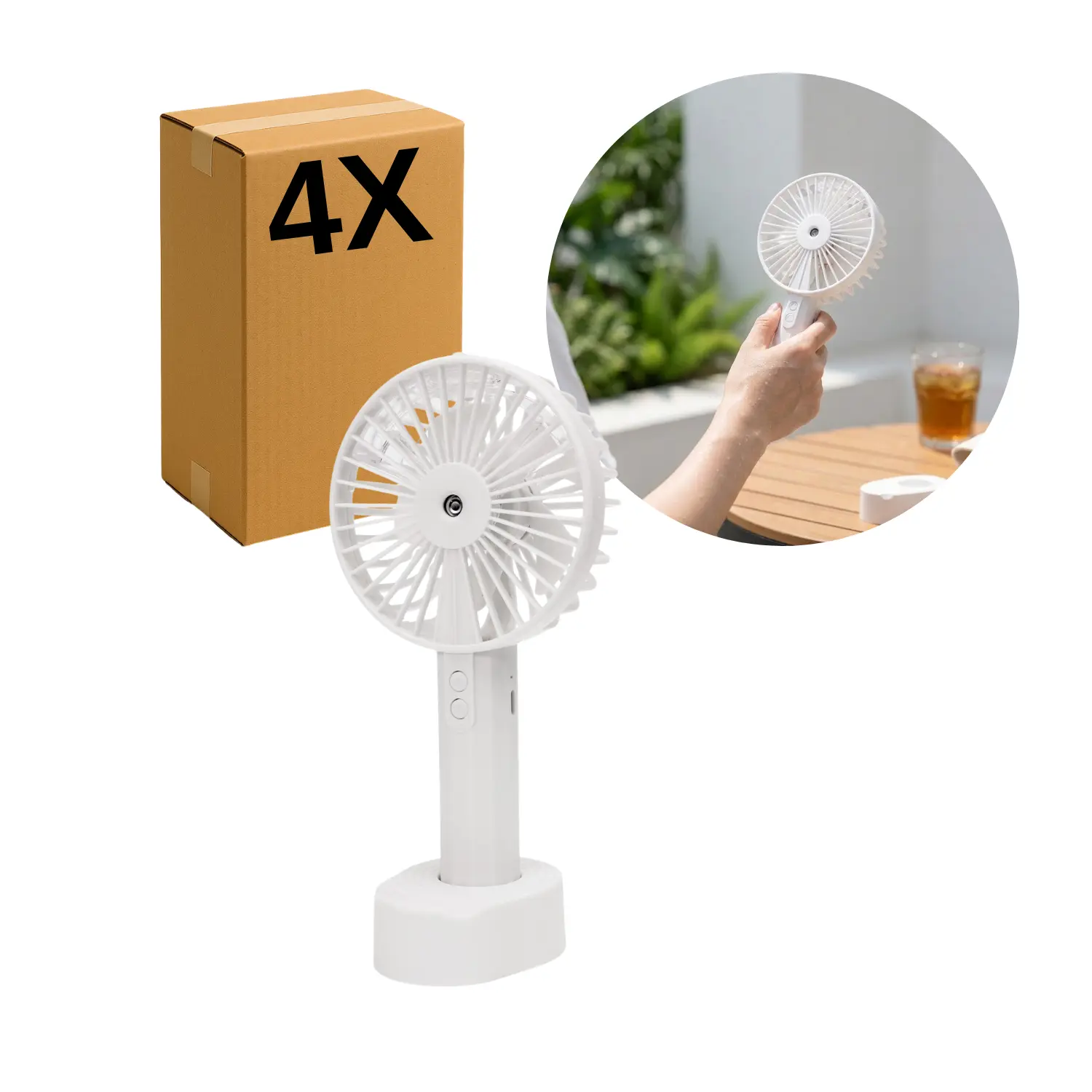 Handventilator | 4-pack | Oplaadbaar via USB-C | Geluidsarm | Wit
