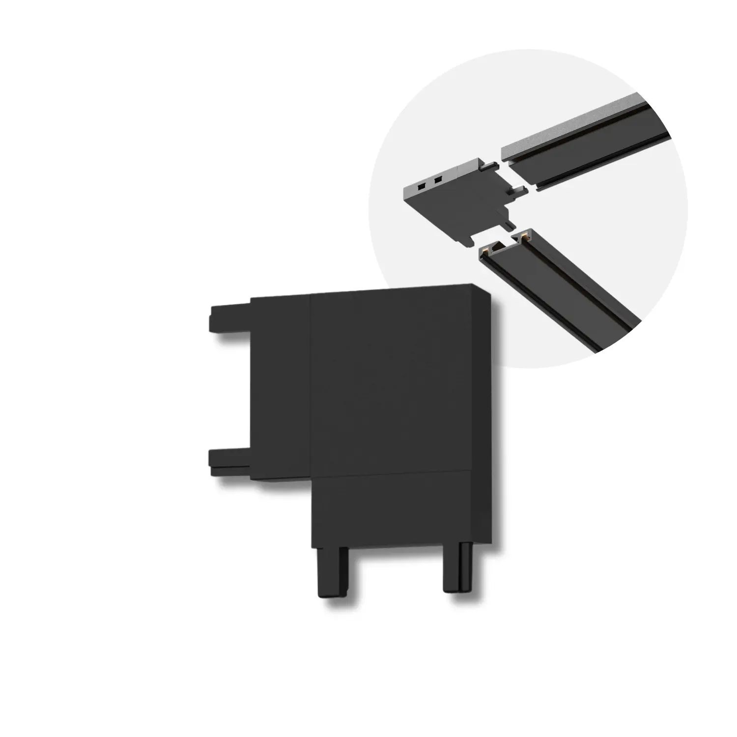 L-Samlestykke til SlimTrack Skinnesystem | 24 Volt | Sort