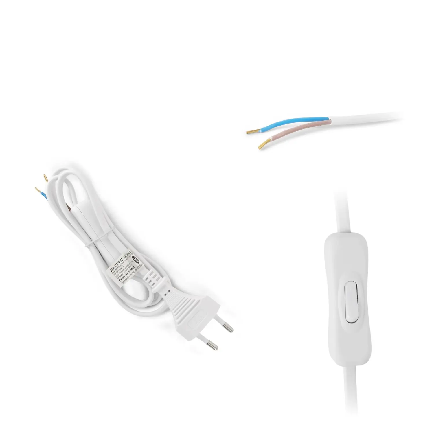 Ledning med Afbryder | 100cm | 230V | 2G0.75 | Hvid