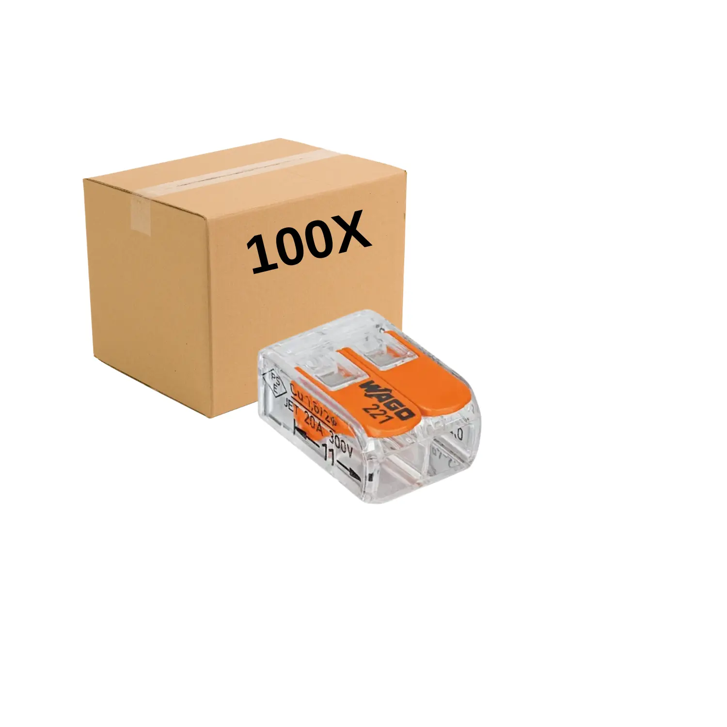 100 stk. Wago transparente samlemuffer | 2 x 0,14-4mm2  