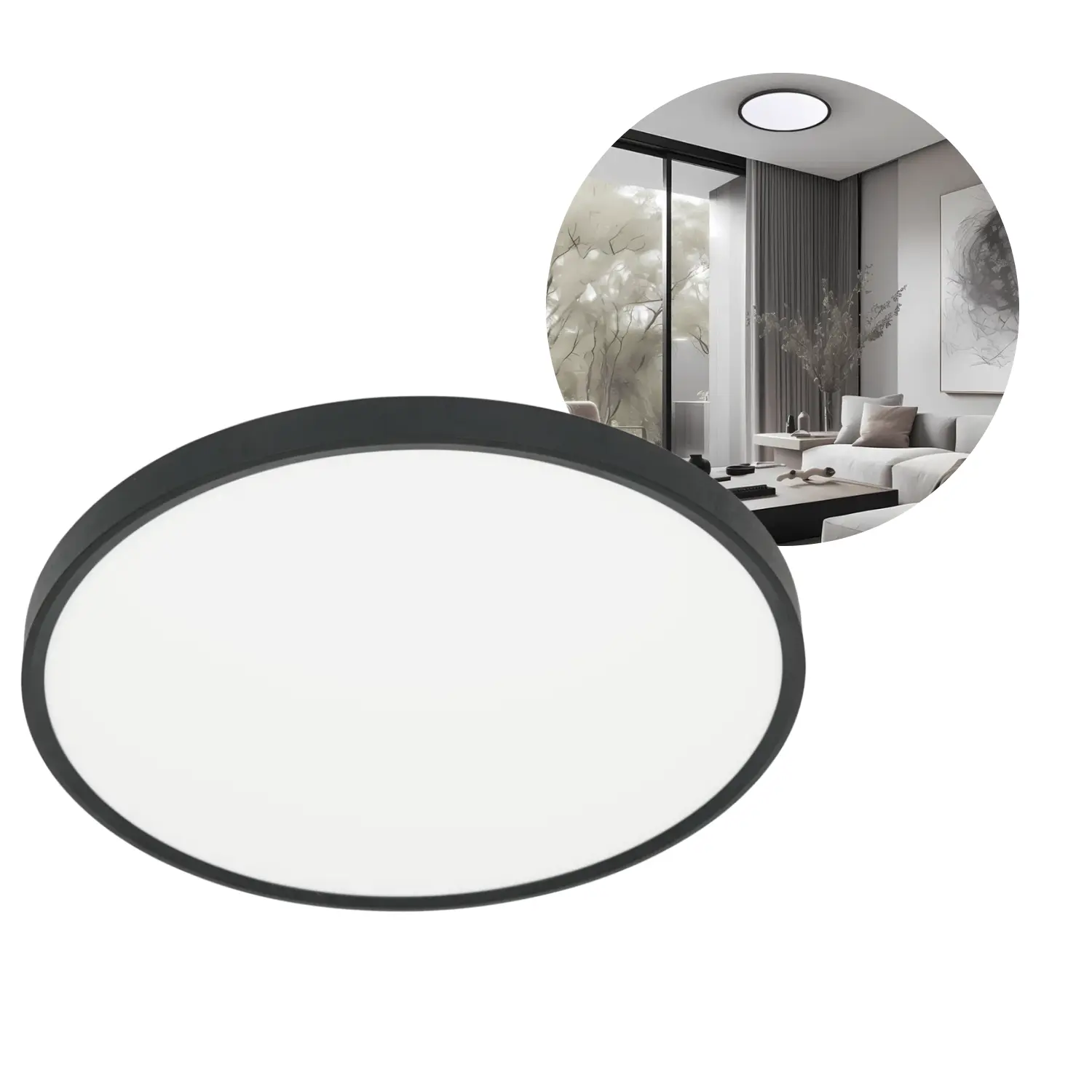 MAQ Plafondlamp | Slim | Ø400mm | CCT | 3400lm | 32W | Zwart