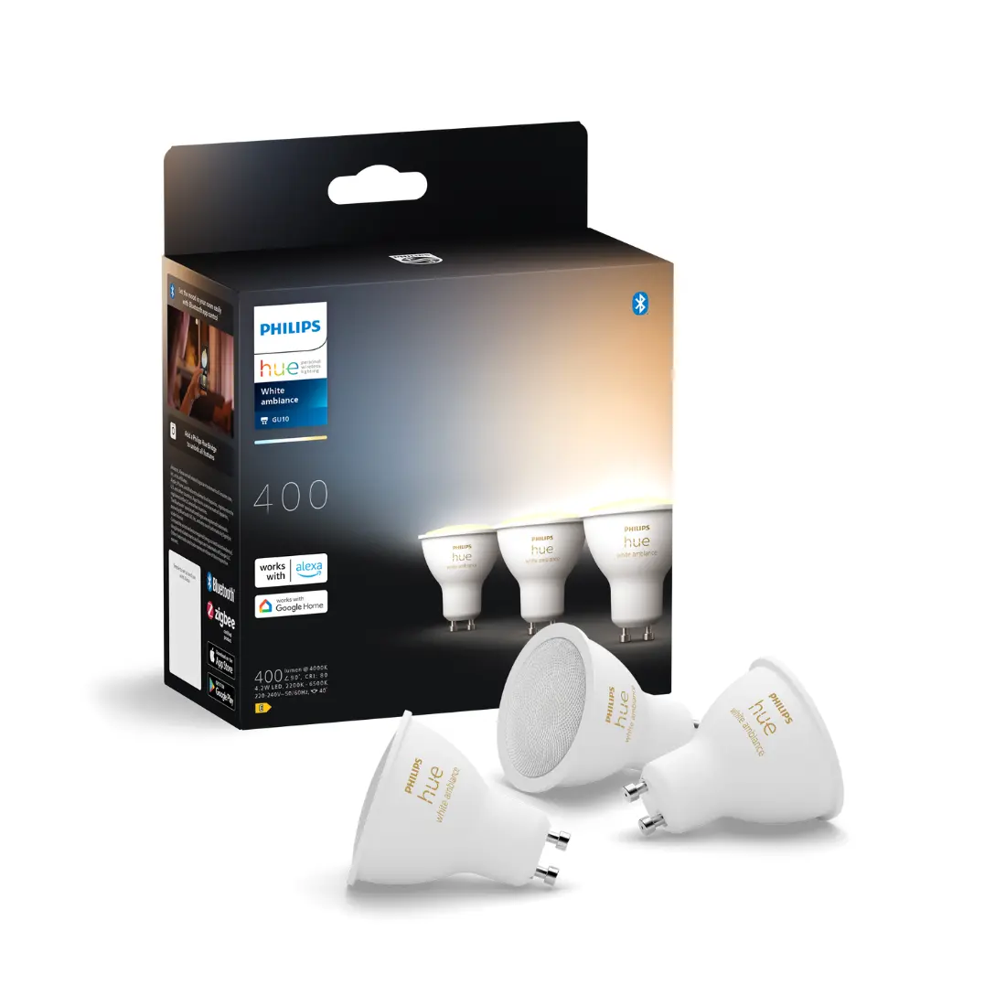 Philips Hue Gu10 3-pak White Ambiance 400lm 42w
