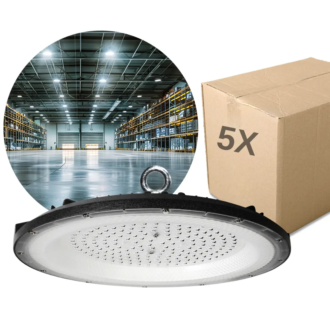 Industrilampe | 5-Pak | LED High Bay | 4000K | 12000lm | 100W | Graza