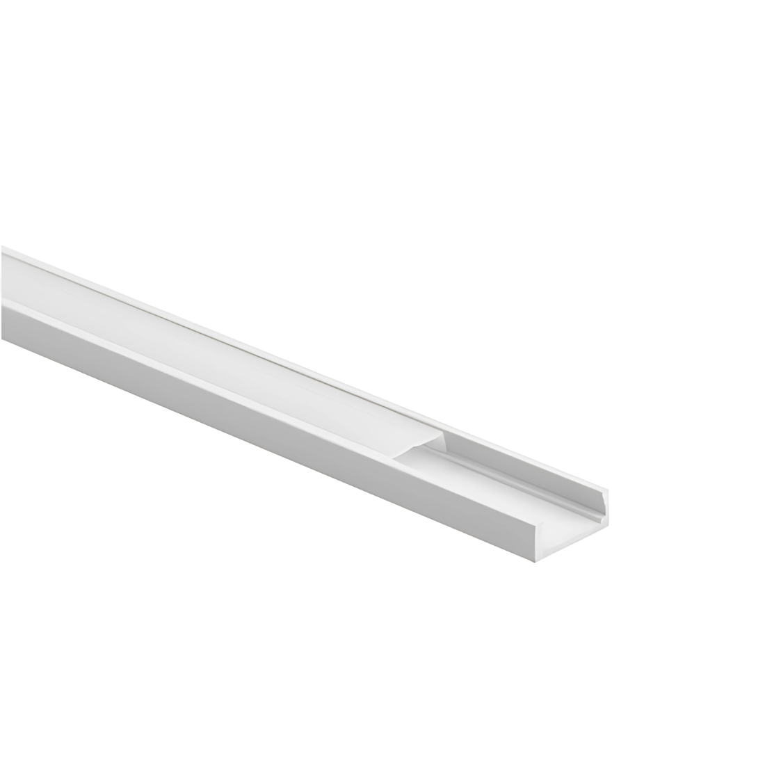 1m Aluminiumprofil med mjölkig diffusor | 16x6mm | Vit | Utanpåliggande montering