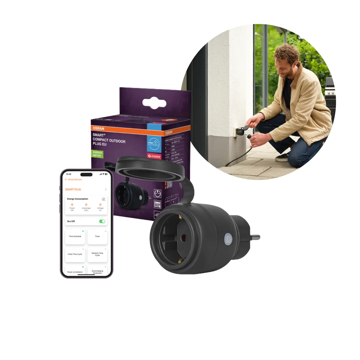 OSRAM Smart Plug für den Außenbereich | Zigbee 3.0 | IP44 | Schwarz