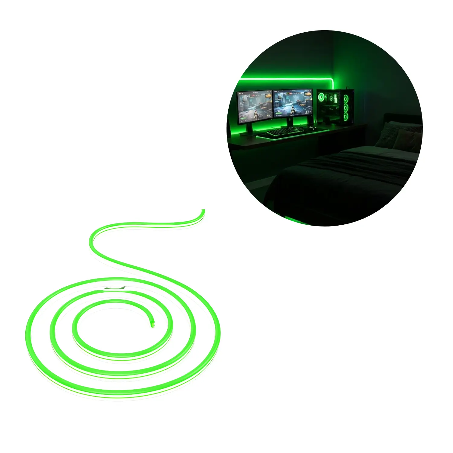 NEON 230 V LED-remsa | Grön | 10 W/m | IP65 | BRY-NEON