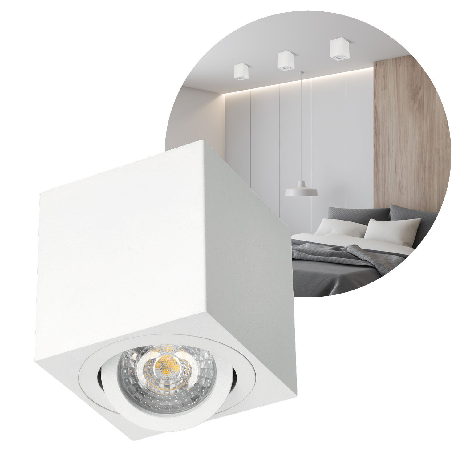 Opbouwspot in Wit | met Kantelfunctie | Binnengebruik | 1x GU10 | OH37W