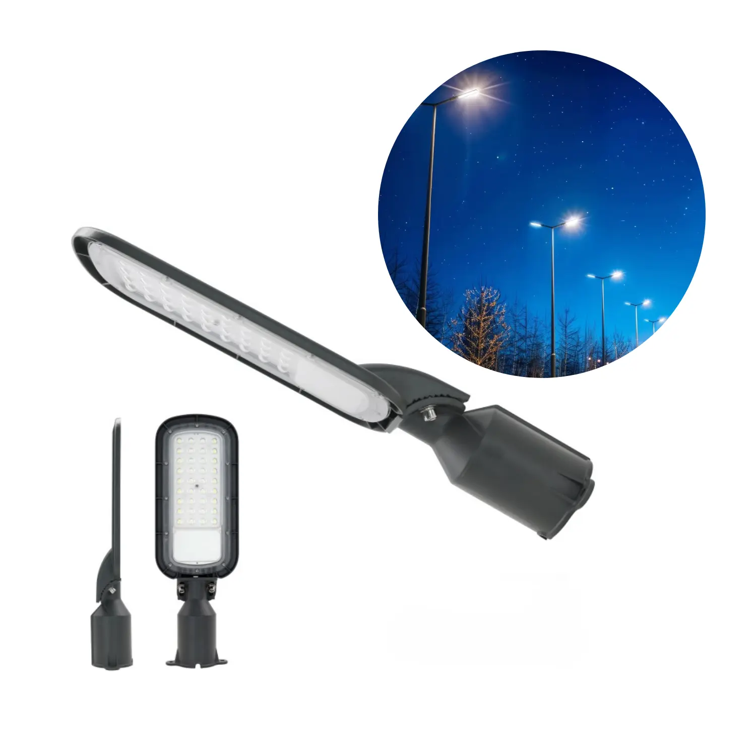 Straßenlampe | 4000K | 5000lm | 50W | IP65 | BRELUXO | Schwarz