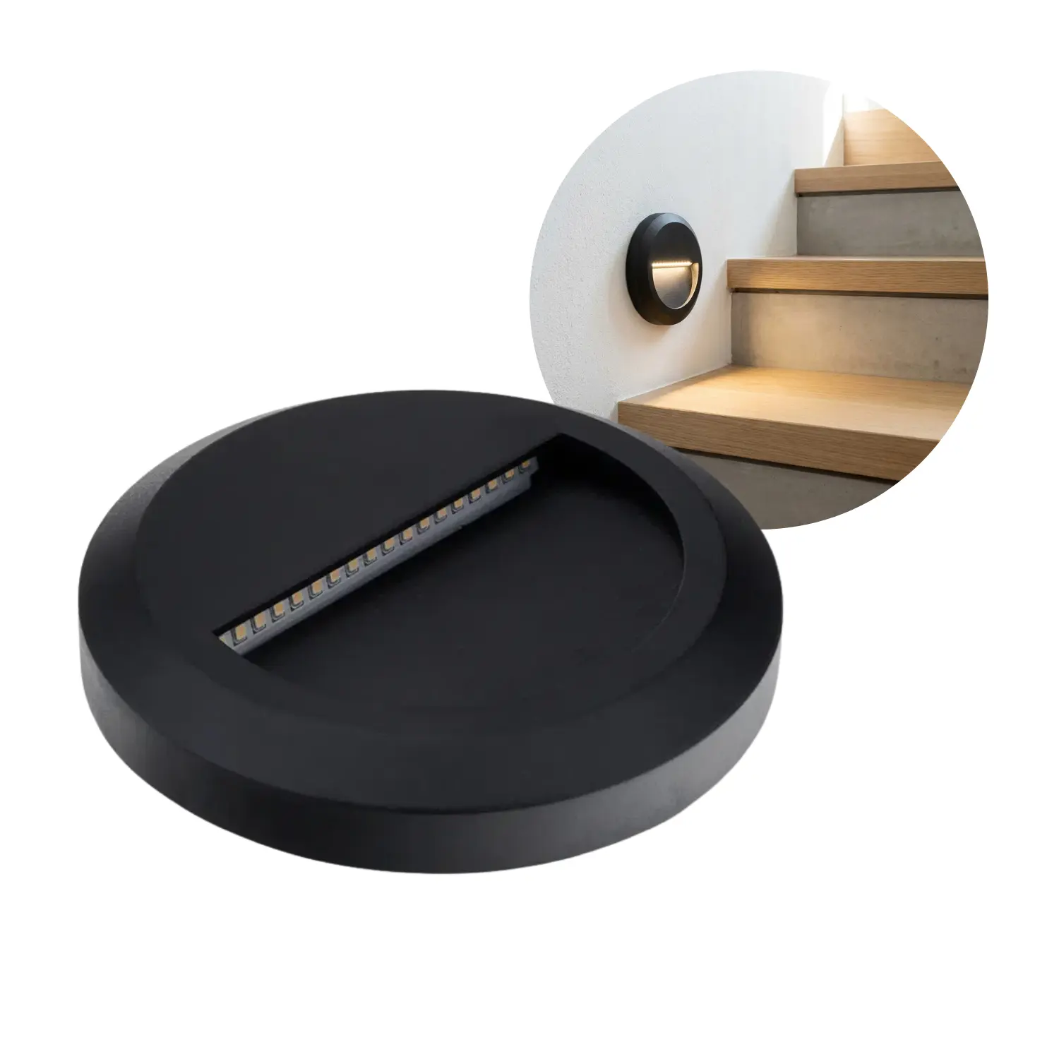 Trapverlichting | Wandspot | 3000K | 80lm | 2W | IP65 | Zwart